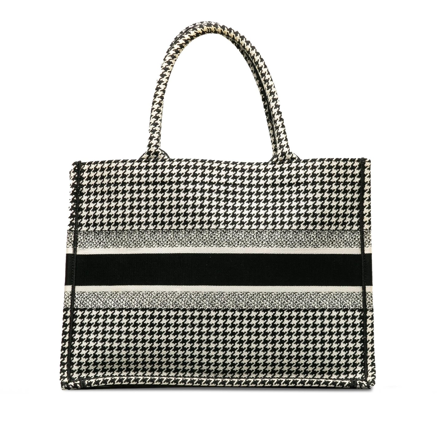 Dior Houndstooth Book Tote Shg Tlts9H Medium Embroidered Tote Bag