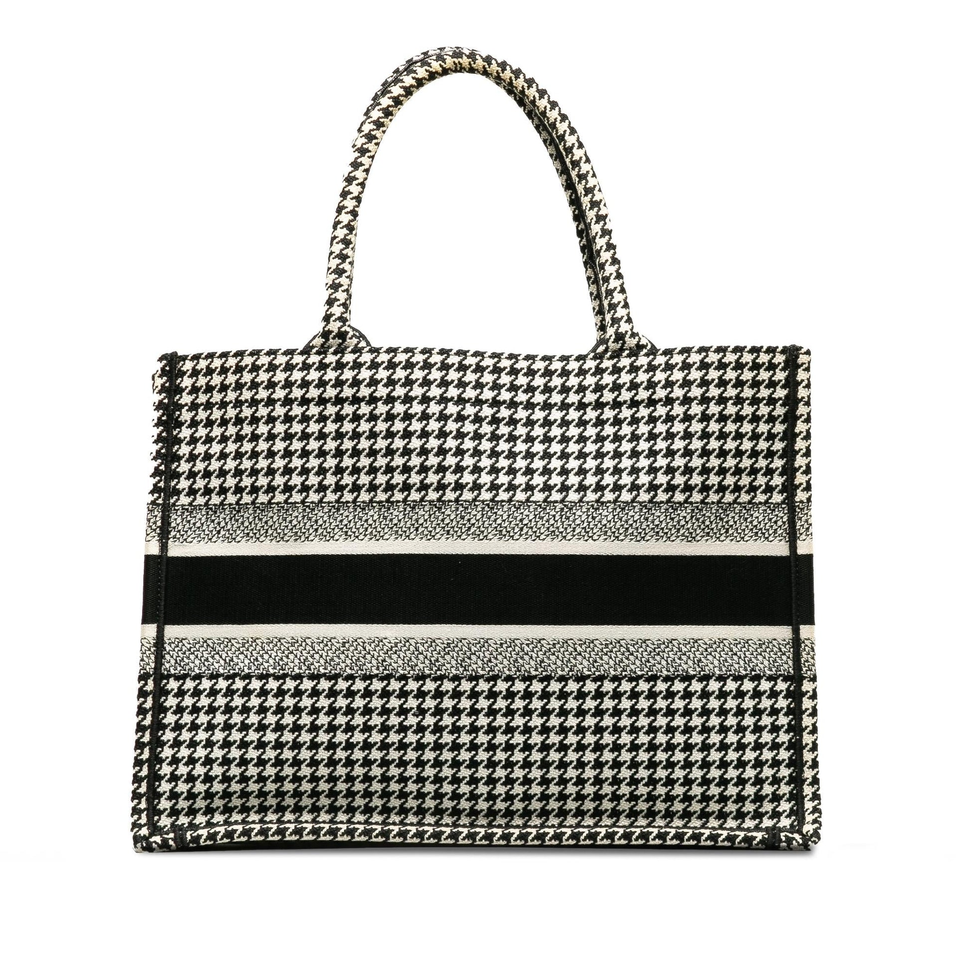 Dior Houndstooth Book Tote Shg Tlts9H Medium Embroidered Tote Bag