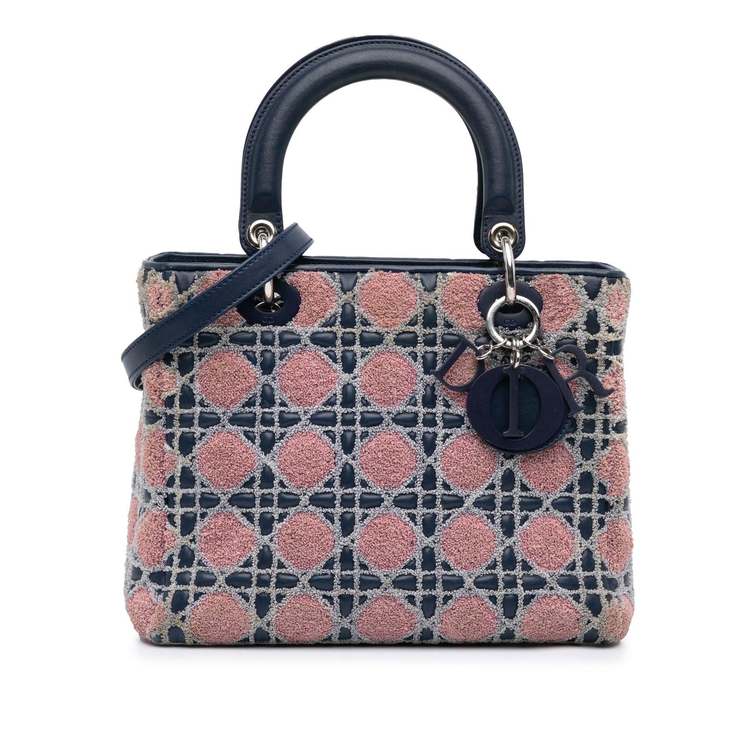 Dior And Tweed Cannage Lady Satchel Bag Lambskin Medium