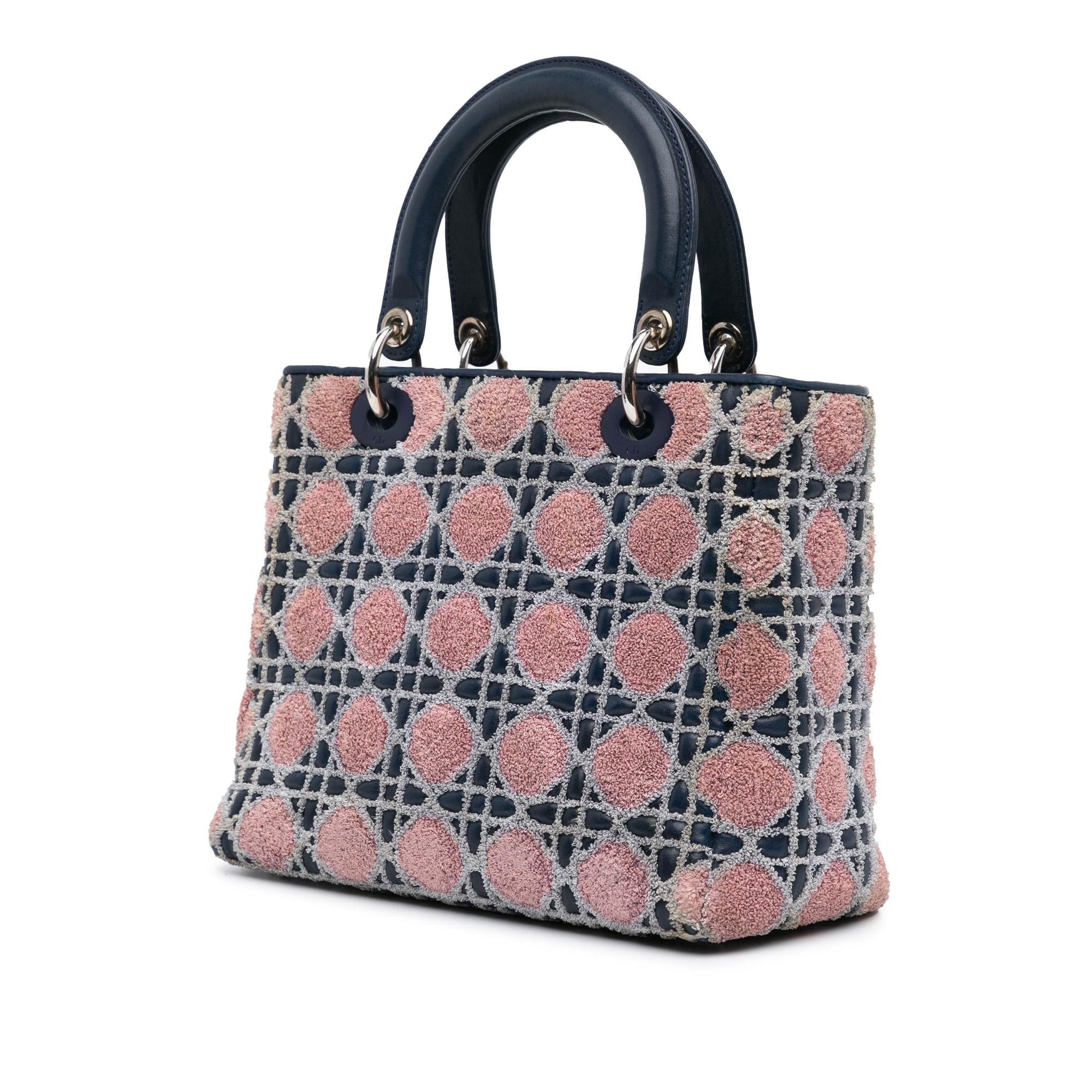 Dior And Tweed Cannage Lady Satchel Bag Lambskin Medium