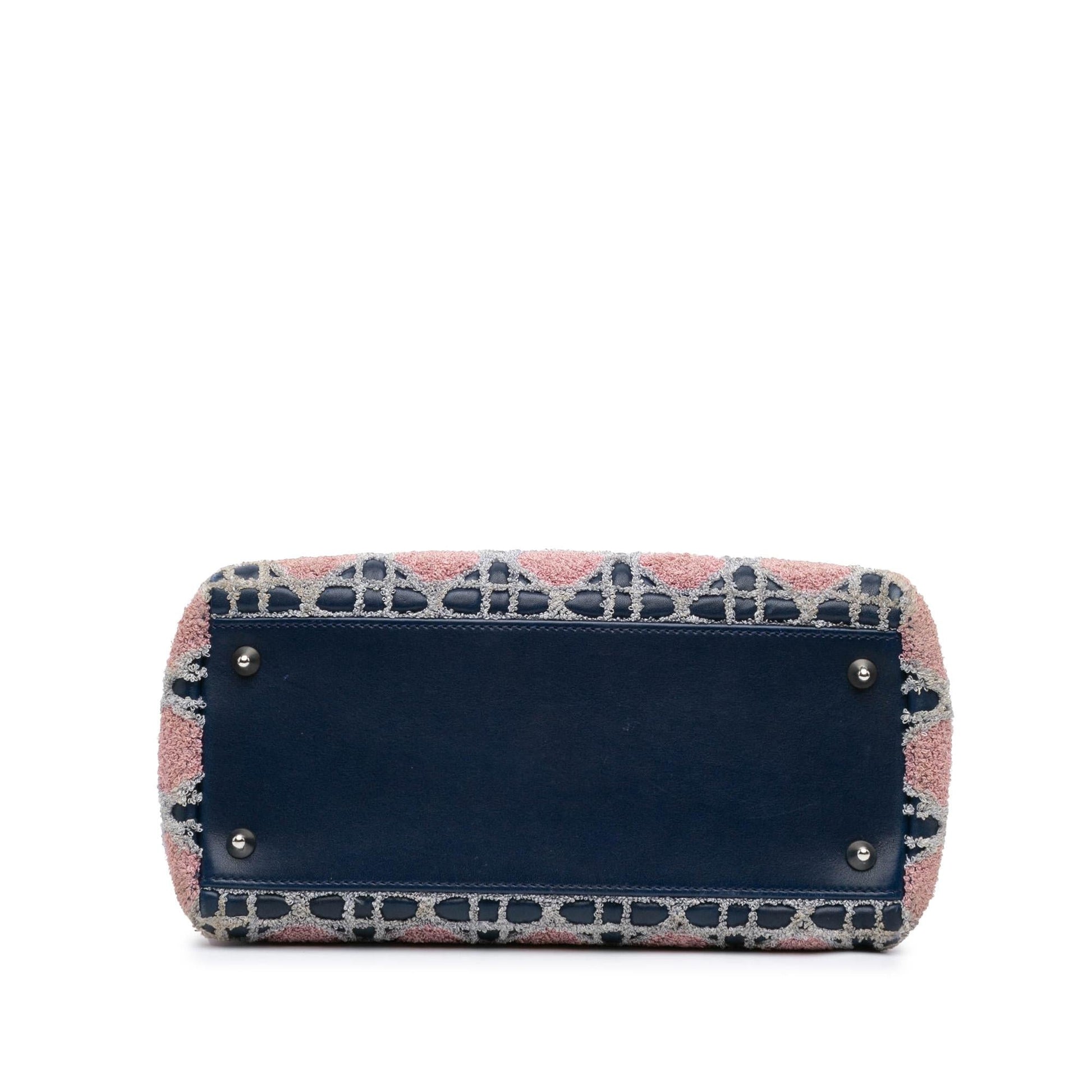 Dior And Tweed Cannage Lady Satchel Bag Lambskin Medium Cannage Lady Dior