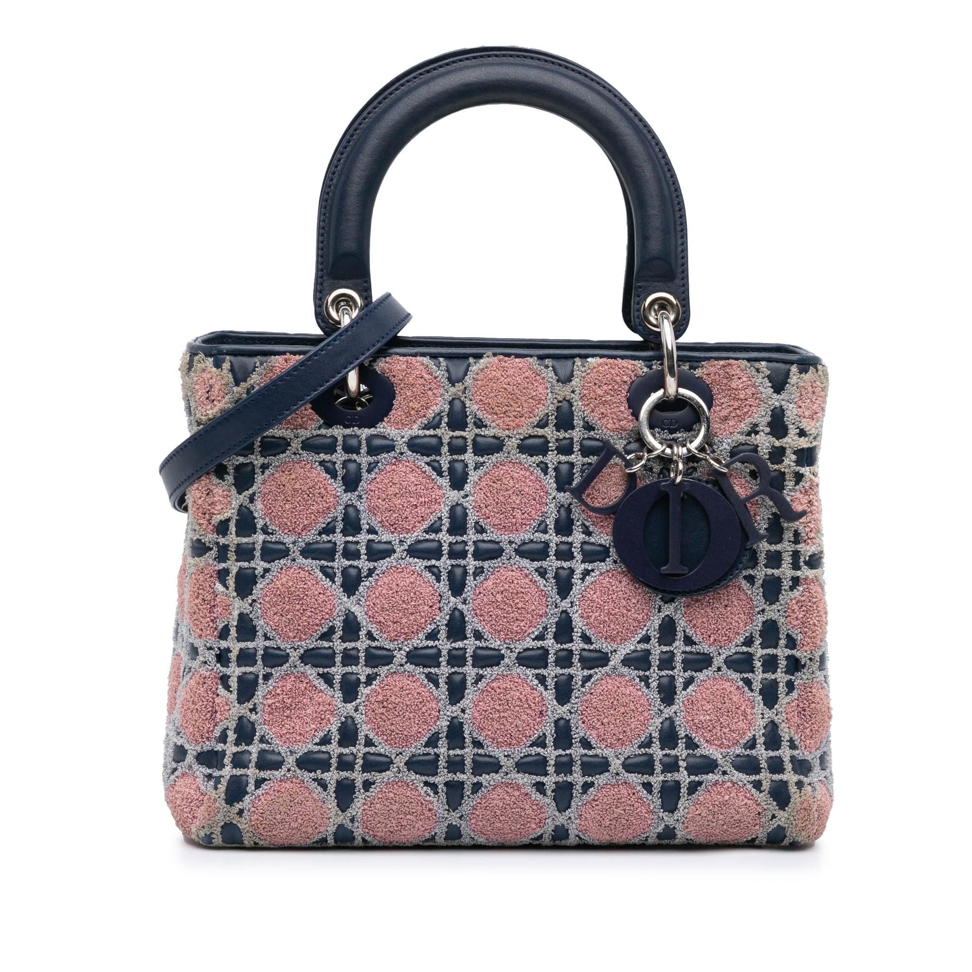 Dior And Tweed Cannage Lady Satchel Bag Lambskin Medium Cannage Lady Dior