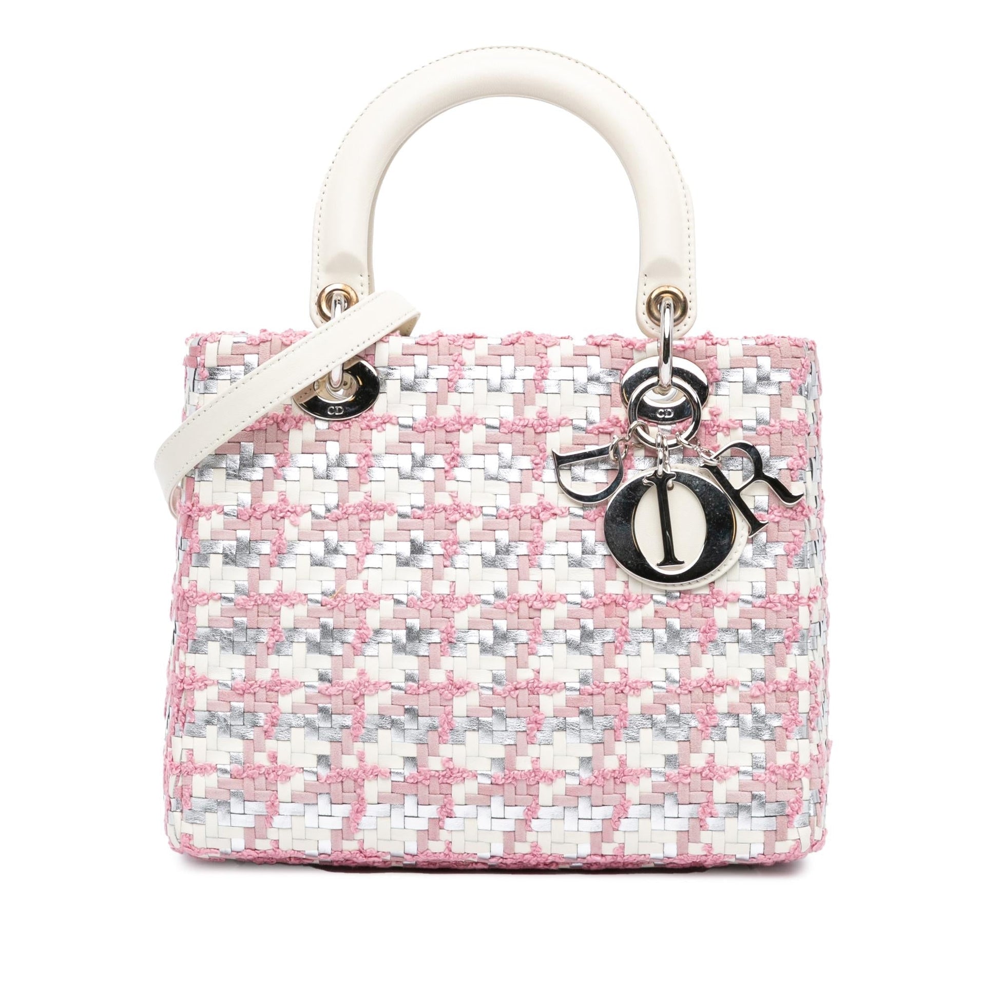 Dior And Tweed Lady Satchel Bag Lambskin Medium