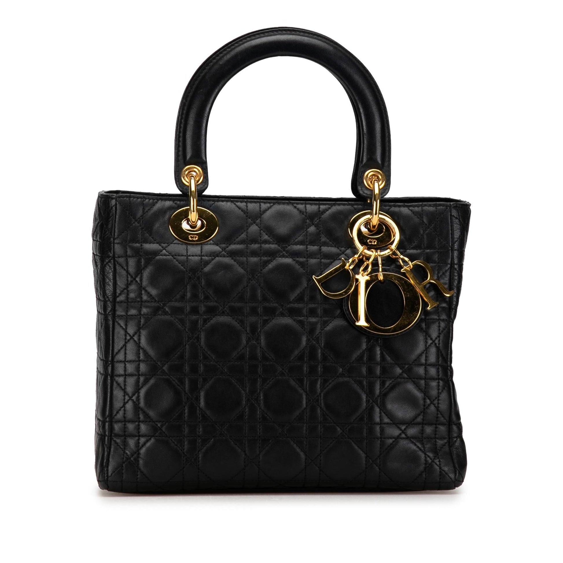 Dior Cannage Lady Shg Fdmekc Satchel Bag Lambskin Medium