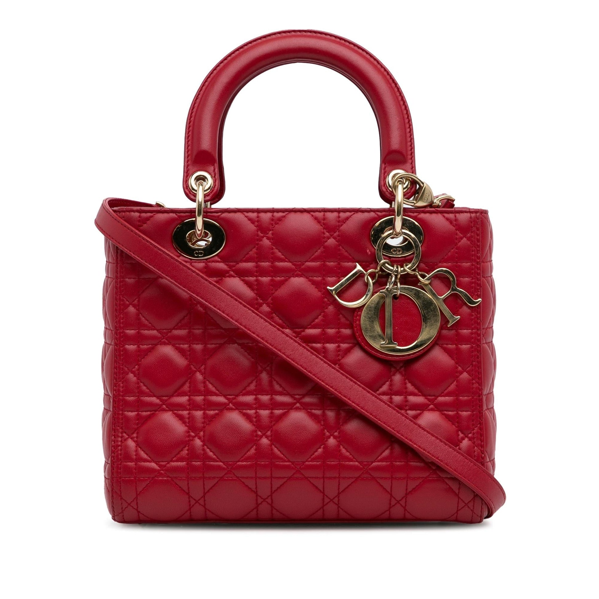 Dior Cannage Lady Shg P00Mul Satchel Bag Lambskin Medium