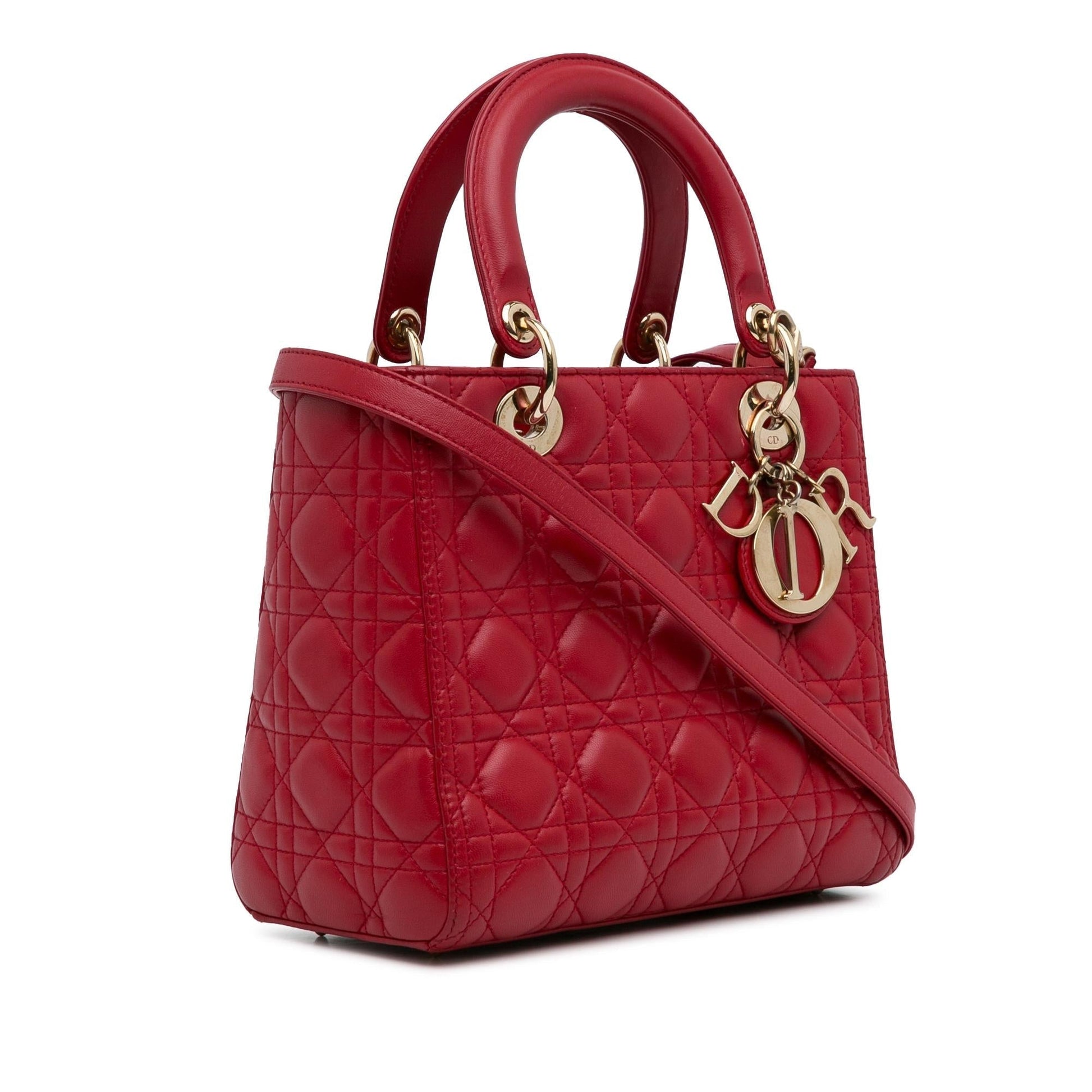 Dior Cannage Lady Shg P00Mul Satchel Bag Lambskin Medium