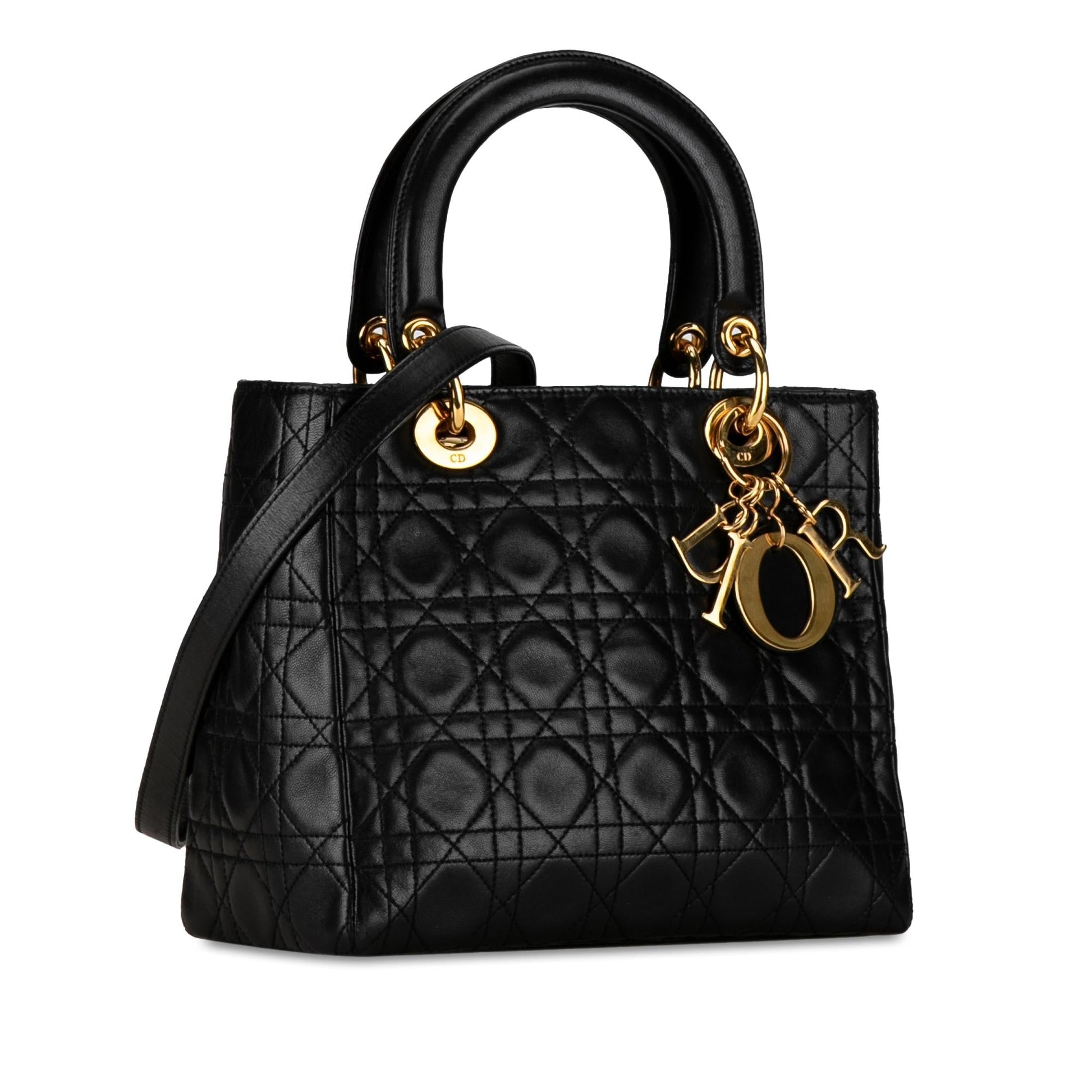 Dior Cannage Lady Shg 4Cowri Satchel Bag Lambskin Medium