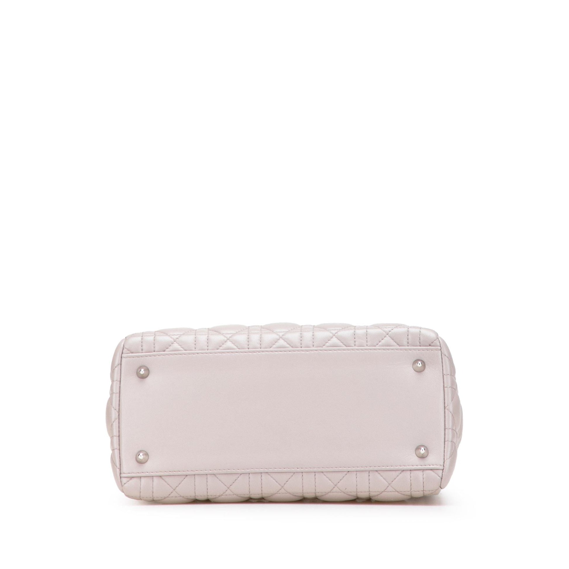 Dior Cannage Ruffle Trim Lady Satchel Bag Lambskin Medium