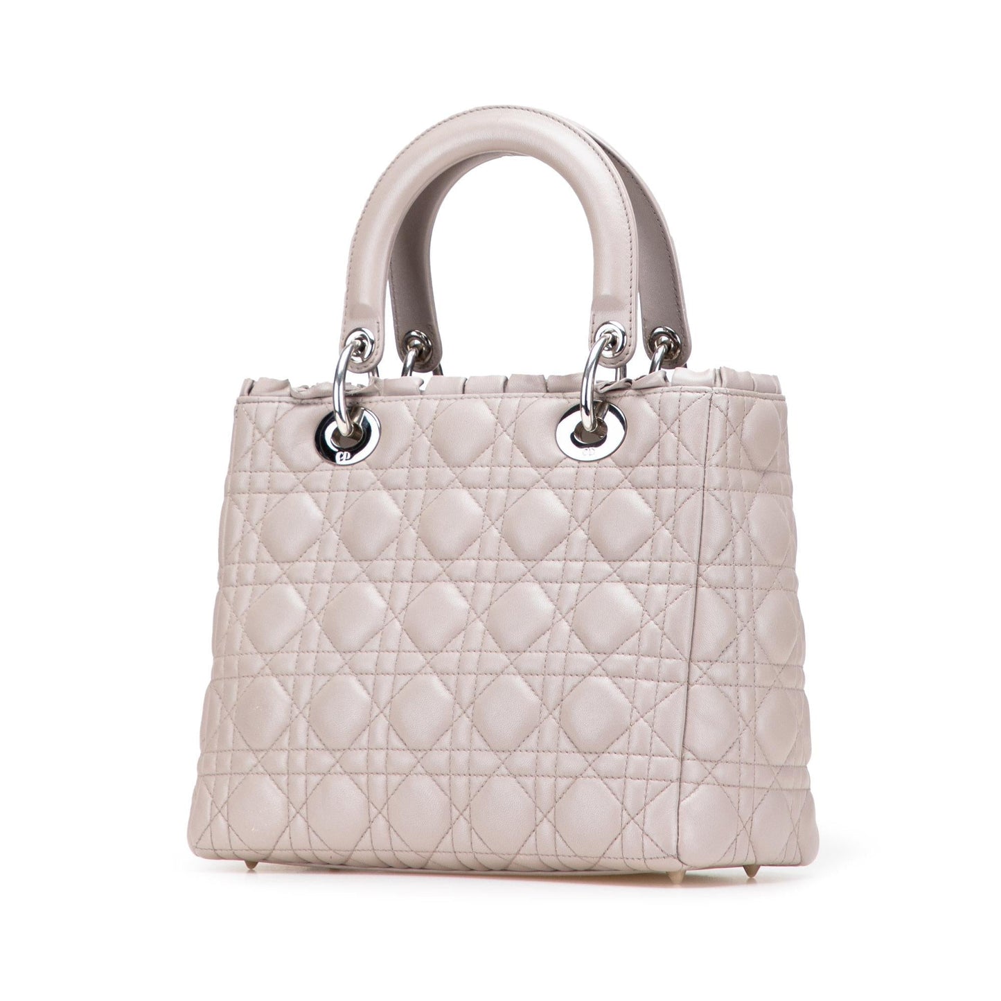 Dior Cannage Ruffle Trim Lady Satchel Bag Lambskin Medium