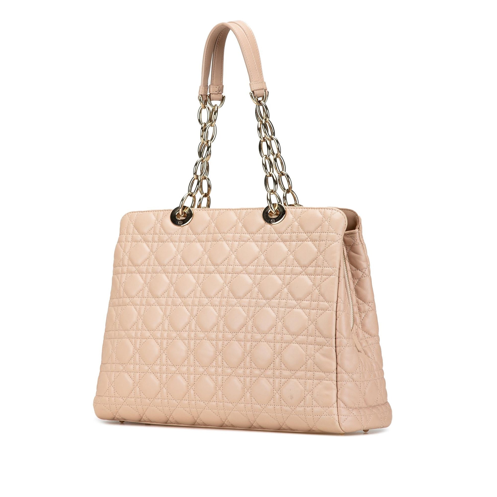 Dior Cannage Soft Zipped Shopping Tote Lambskin Medium Tote Bag
