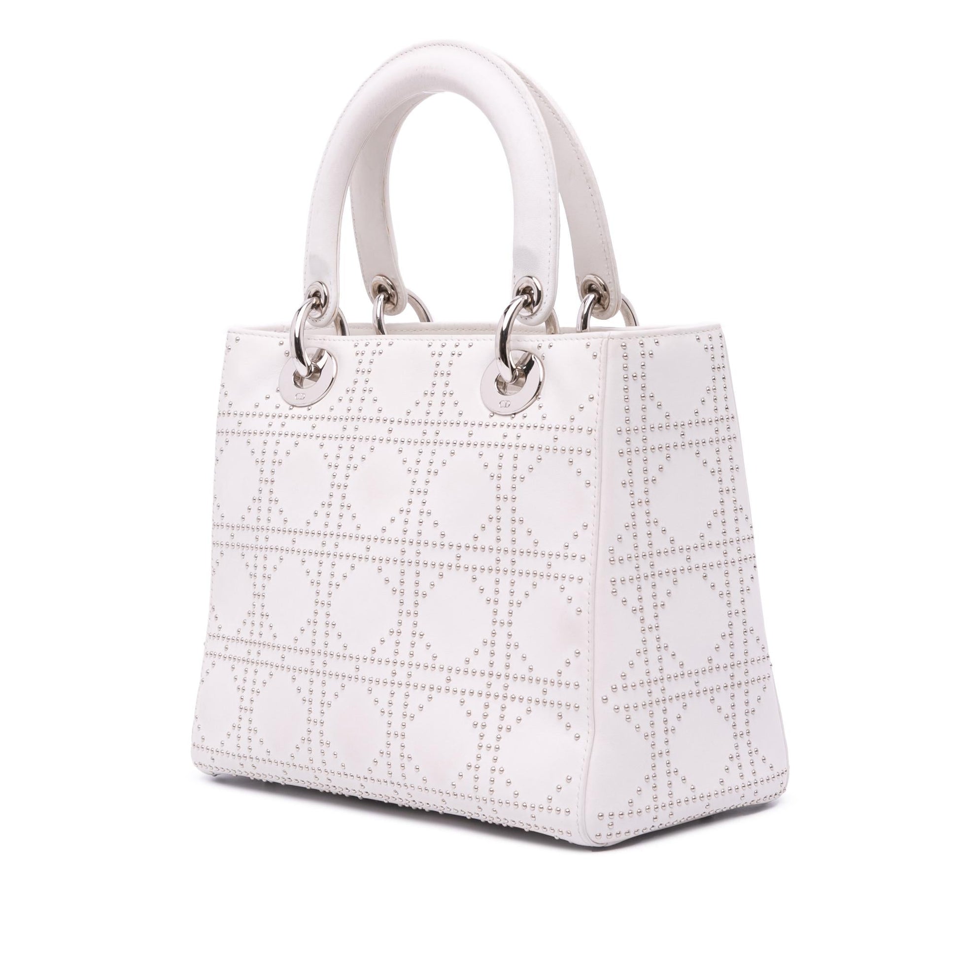 Dior Cannage Studded Lady Satchel Bag Lambskin Medium