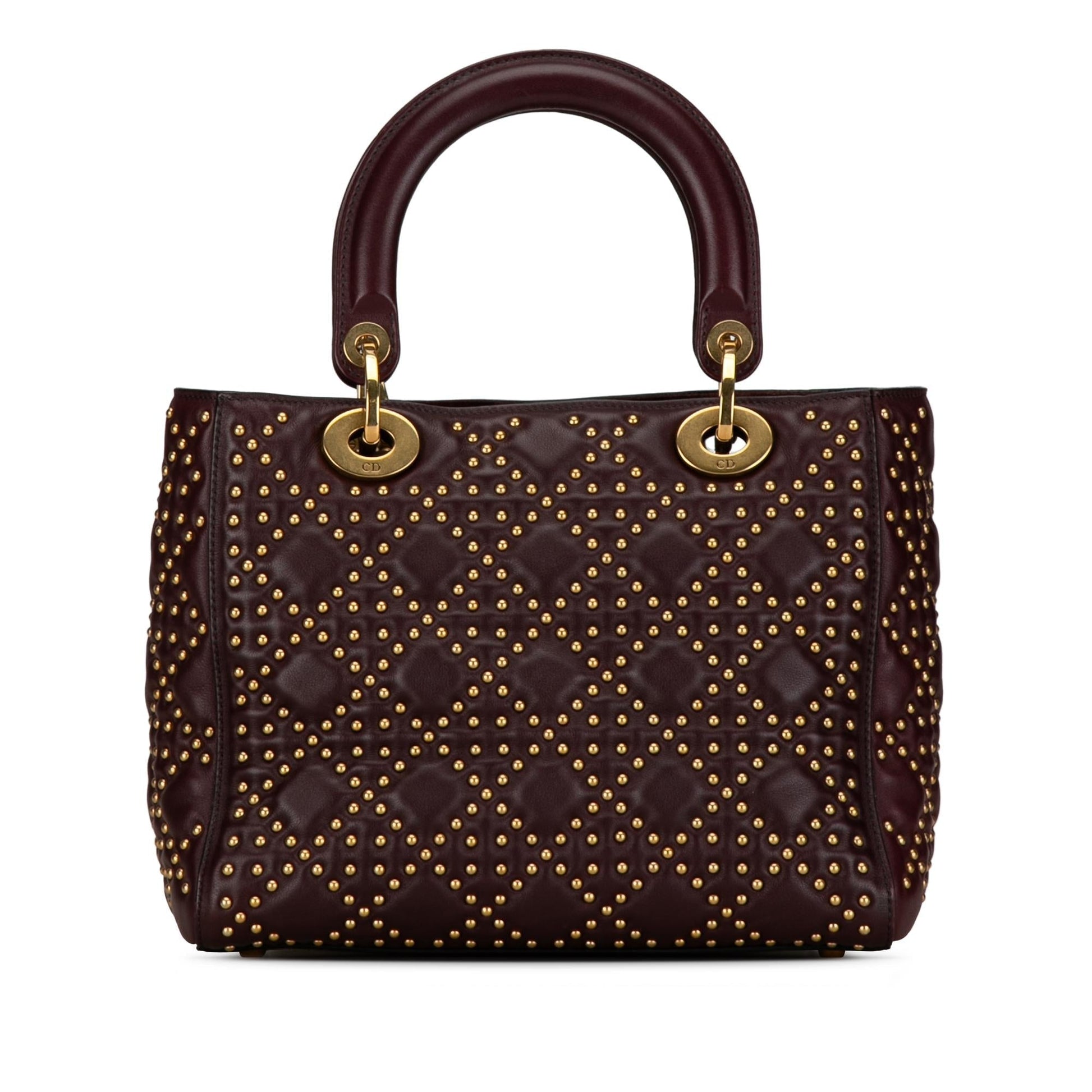 Dior Cannage Studded Supple Lady Shg Dsgsrk Satchel Bag Lambskin Medium