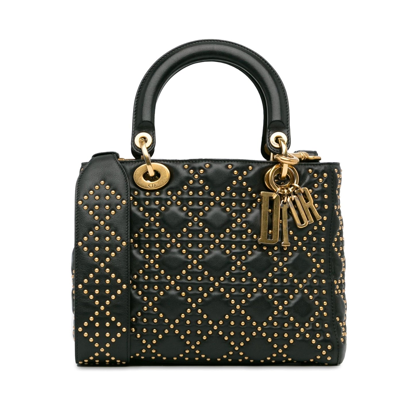 Dior Cannage Studded Supple Lady Shg 7Ohnyd Satchel Bag Lambskin Medium
