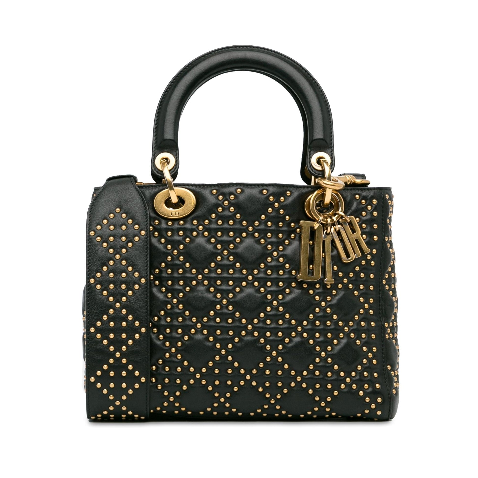 Dior Cannage Studded Supple Lady Shg 7Ohnyd Satchel Bag Lambskin Medium