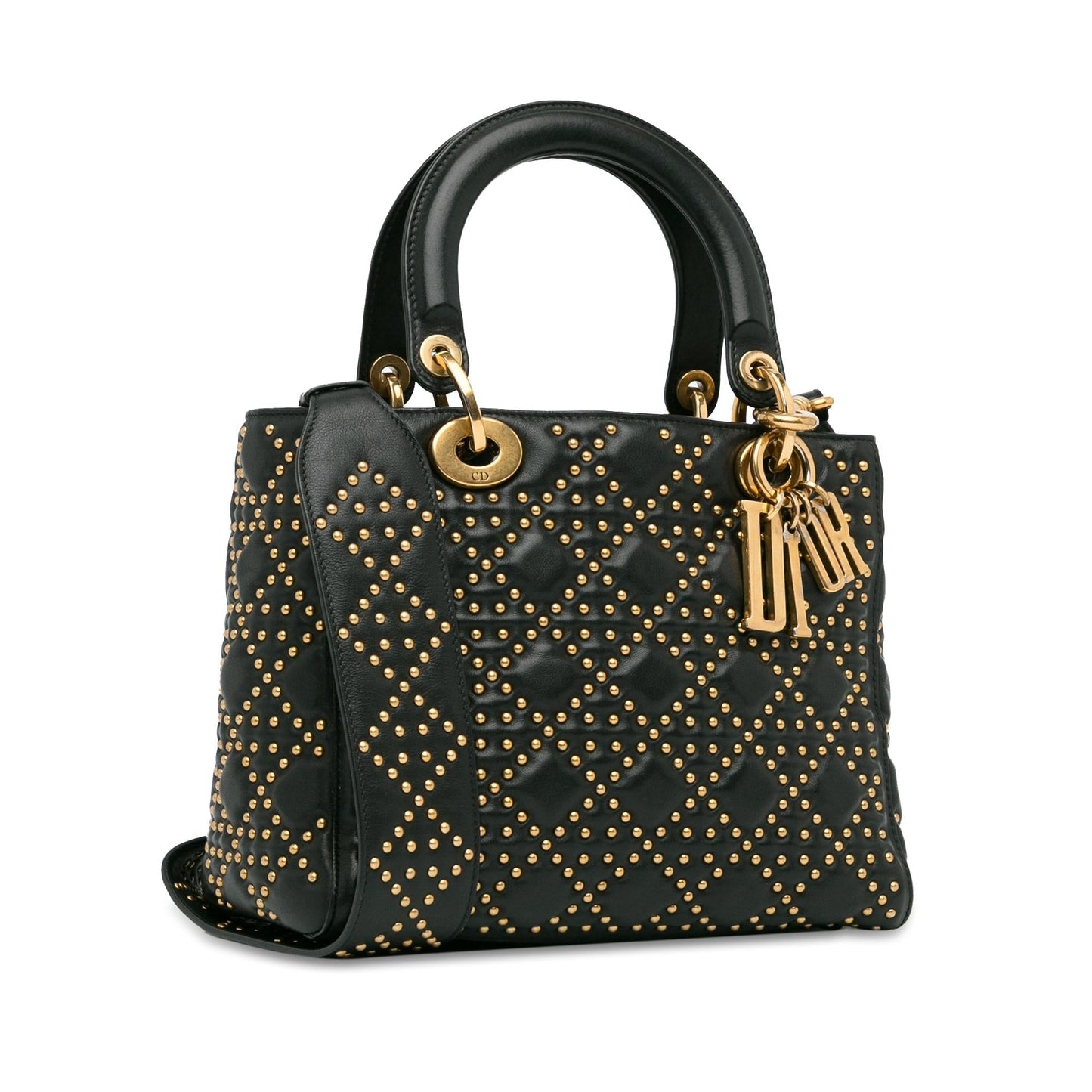 Dior Cannage Studded Supple Lady Shg 7Ohnyd Satchel Bag Lambskin Medium
