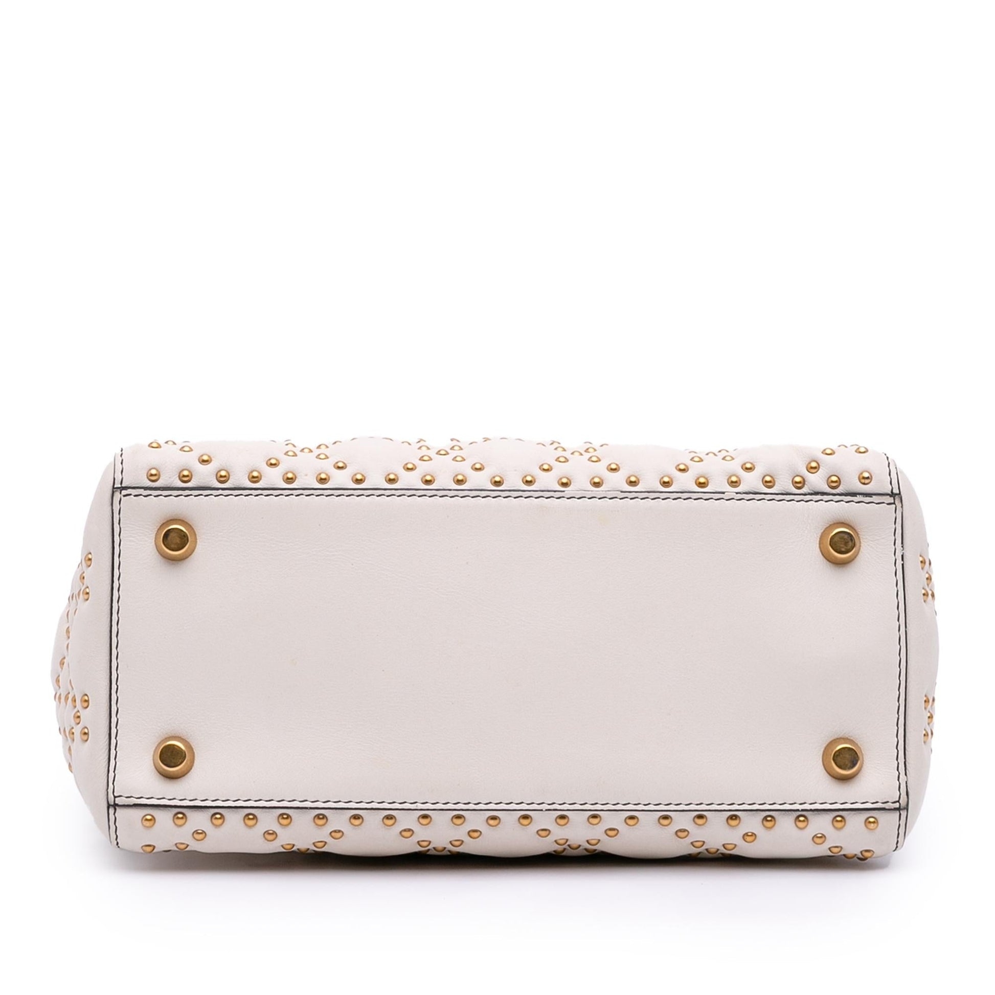Dior Cannage Studded Supple Lady Satchel Bag Lambskin Medium