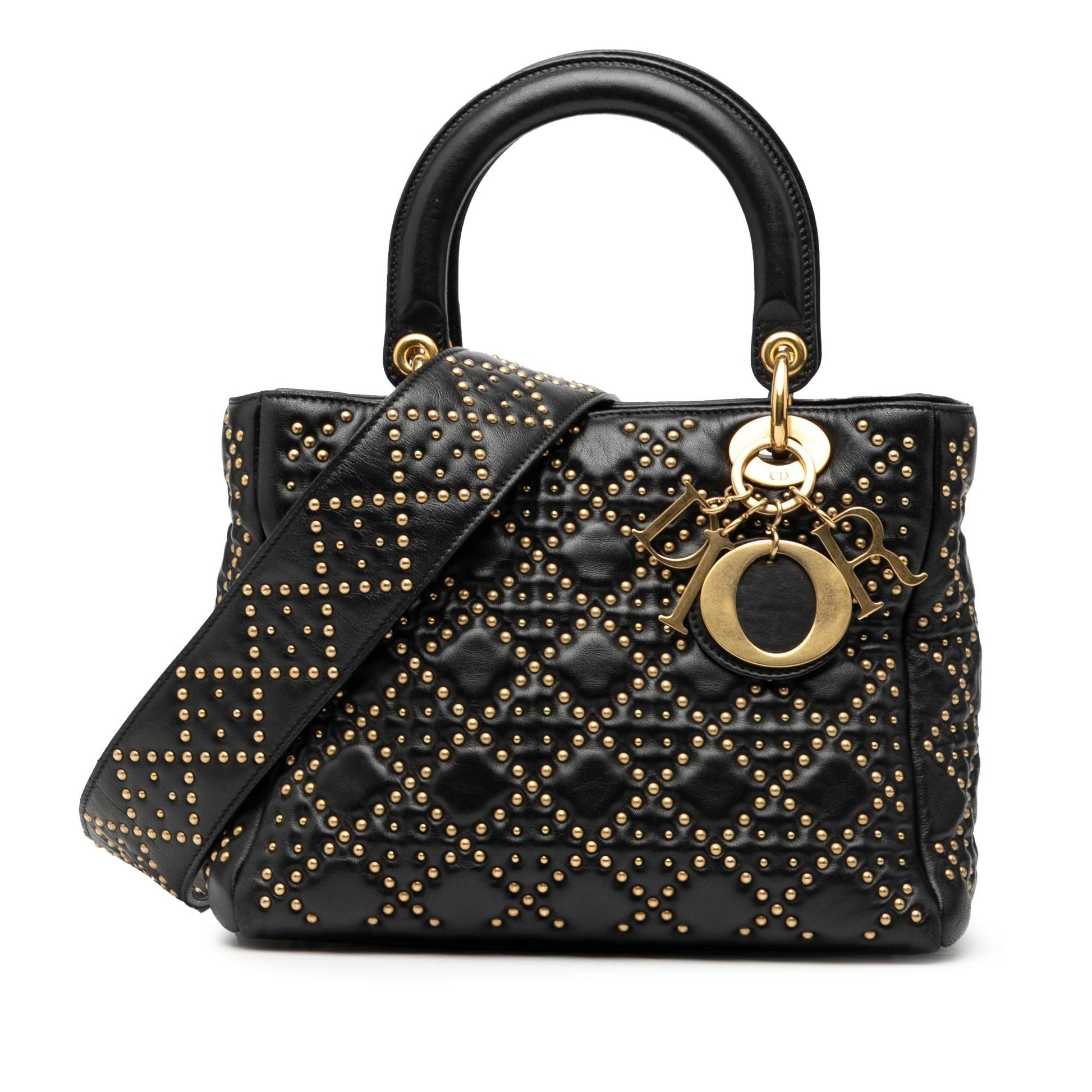 Dior Cannage Studded Supple Lady Satchel Bag Lambskin Medium Lady Dior 1
