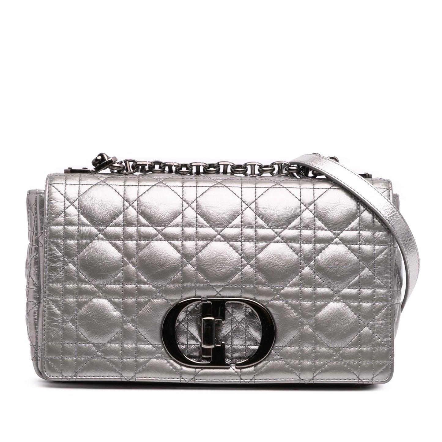 Dior Metallic Calfskin Cannage Supple Caro Bag Medium Crossbody Bag