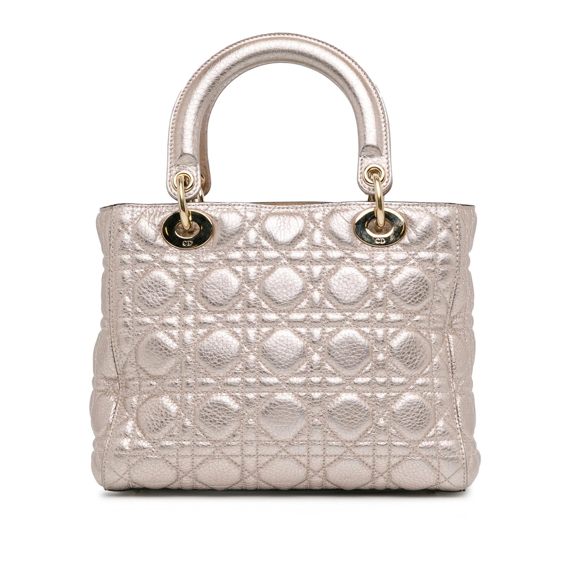 Dior Metallic Calfskin Cannage Supple Lady Shg Fo005E Satchel Medium Satchel Bag