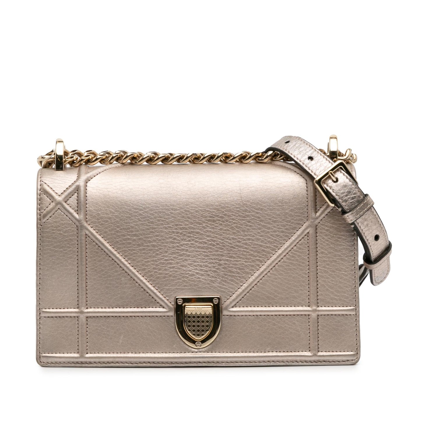 Dior Metallic Grained Calfskin ama Crossbody Bag Medium Flap