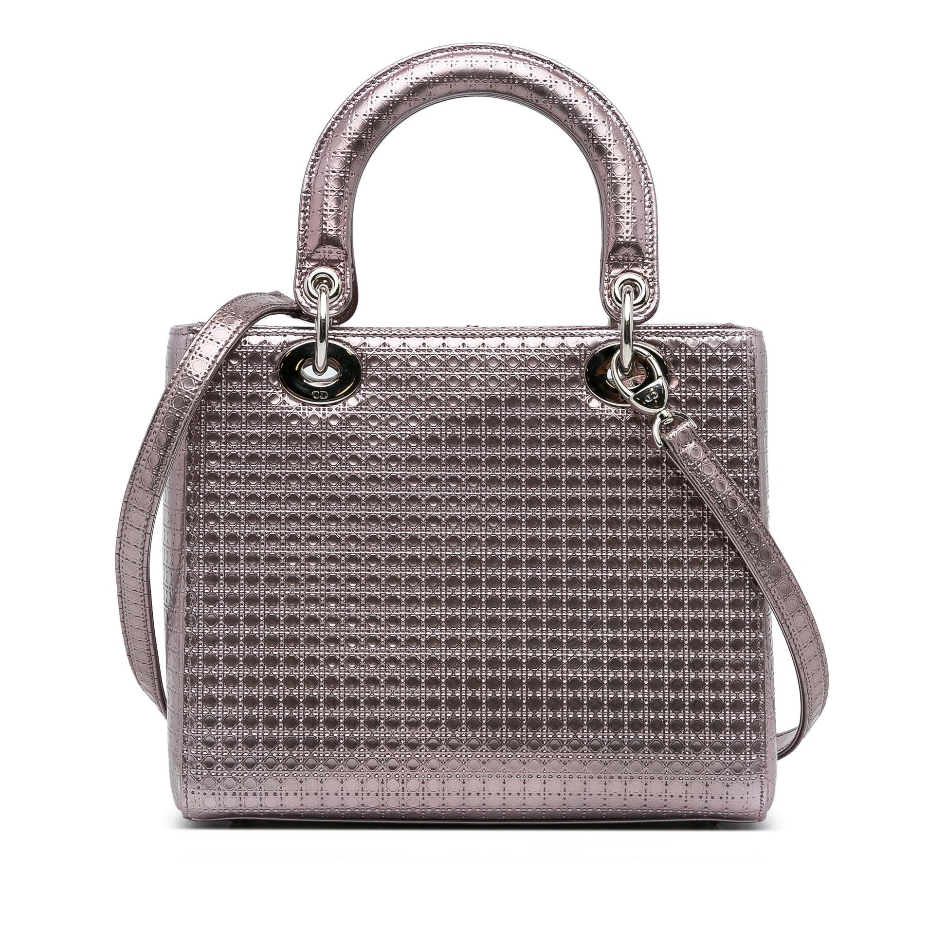 Dior Metallic Microcannage Lady Shg Rftqit Satchel Bag Medium
