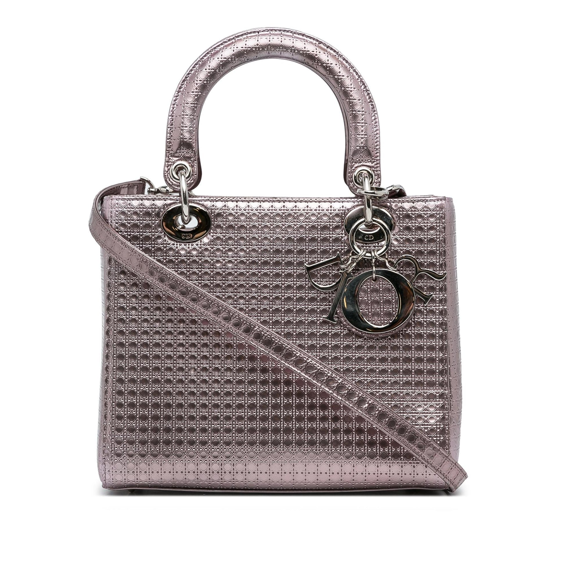 Dior Metallic Microcannage Lady Shg Rftqit Satchel Bag Medium