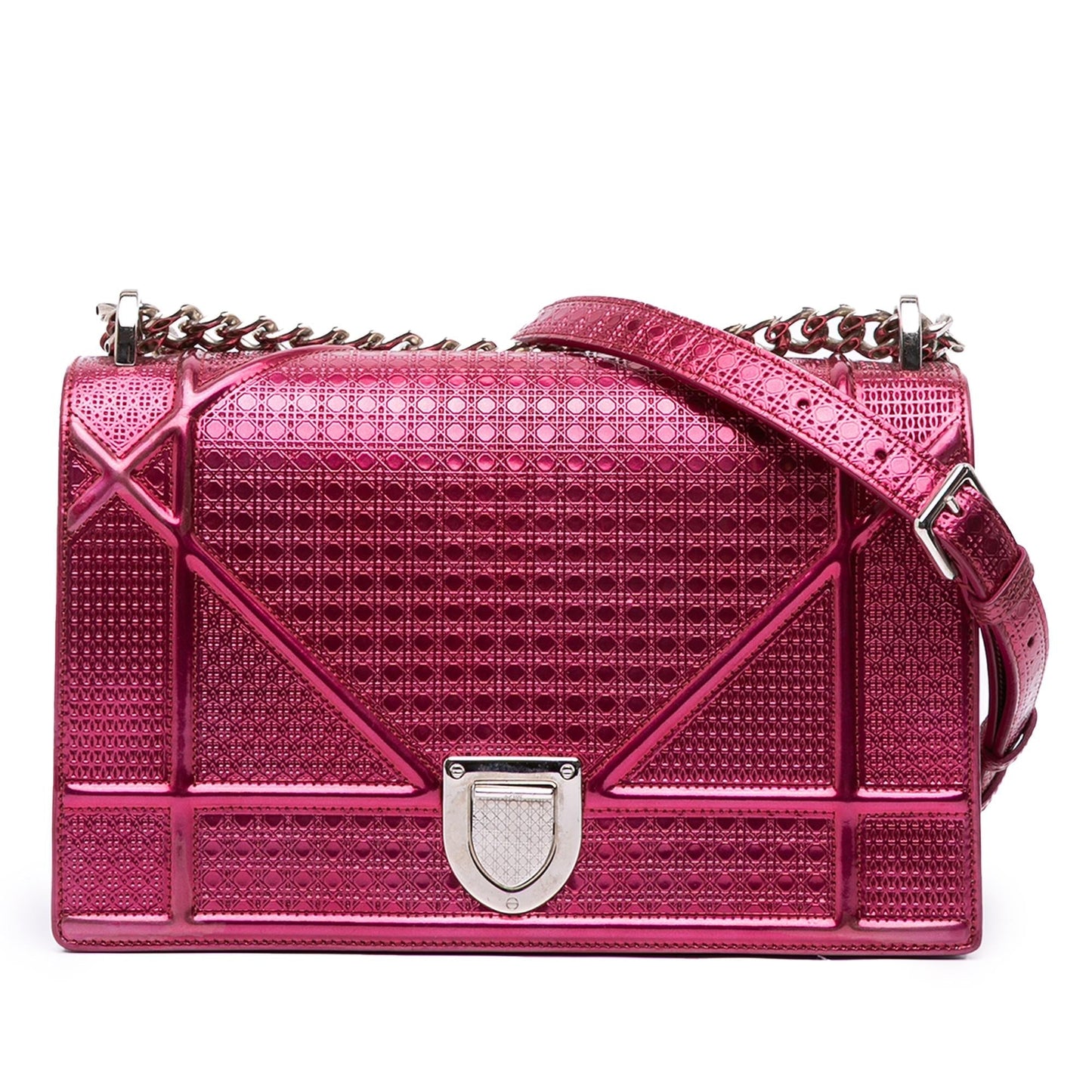 Dior Metallic Microcannage ama Crossbody Bag Patent Medium Flap Diorama Flap 1
