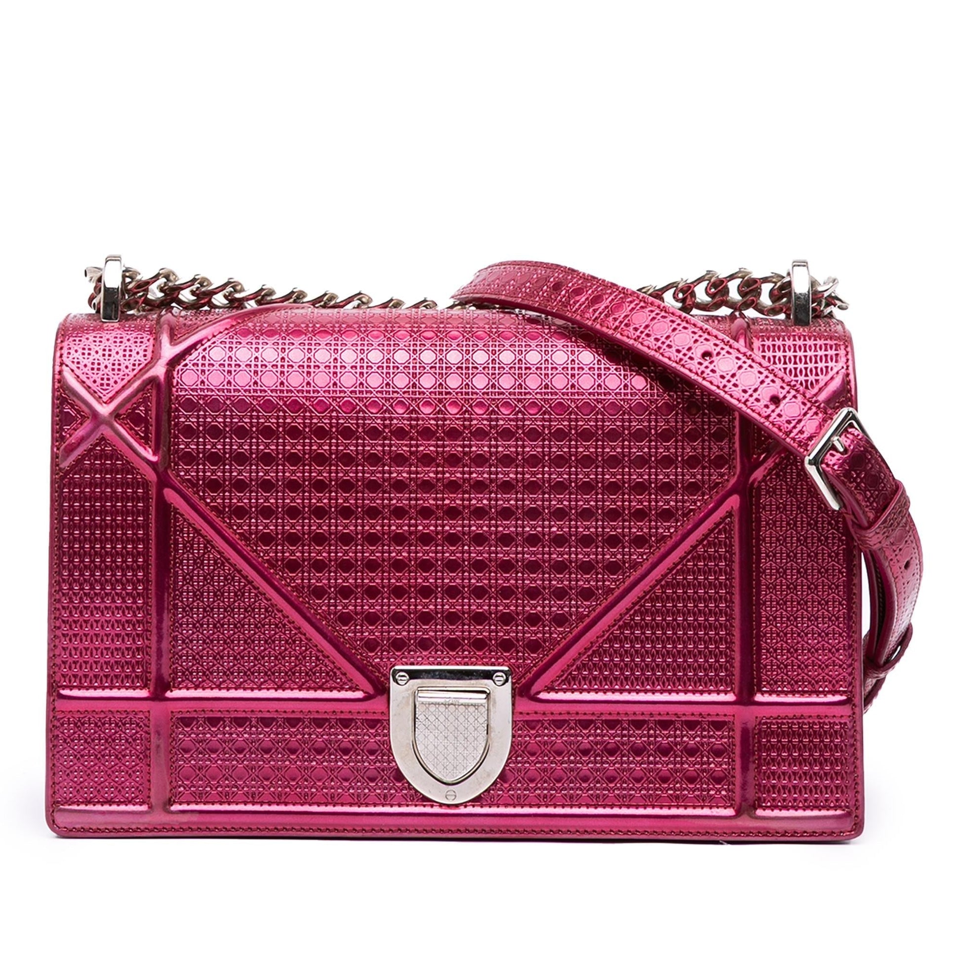 Dior Metallic Microcannage ama Crossbody Bag Patent Medium Flap Diorama Flap 1