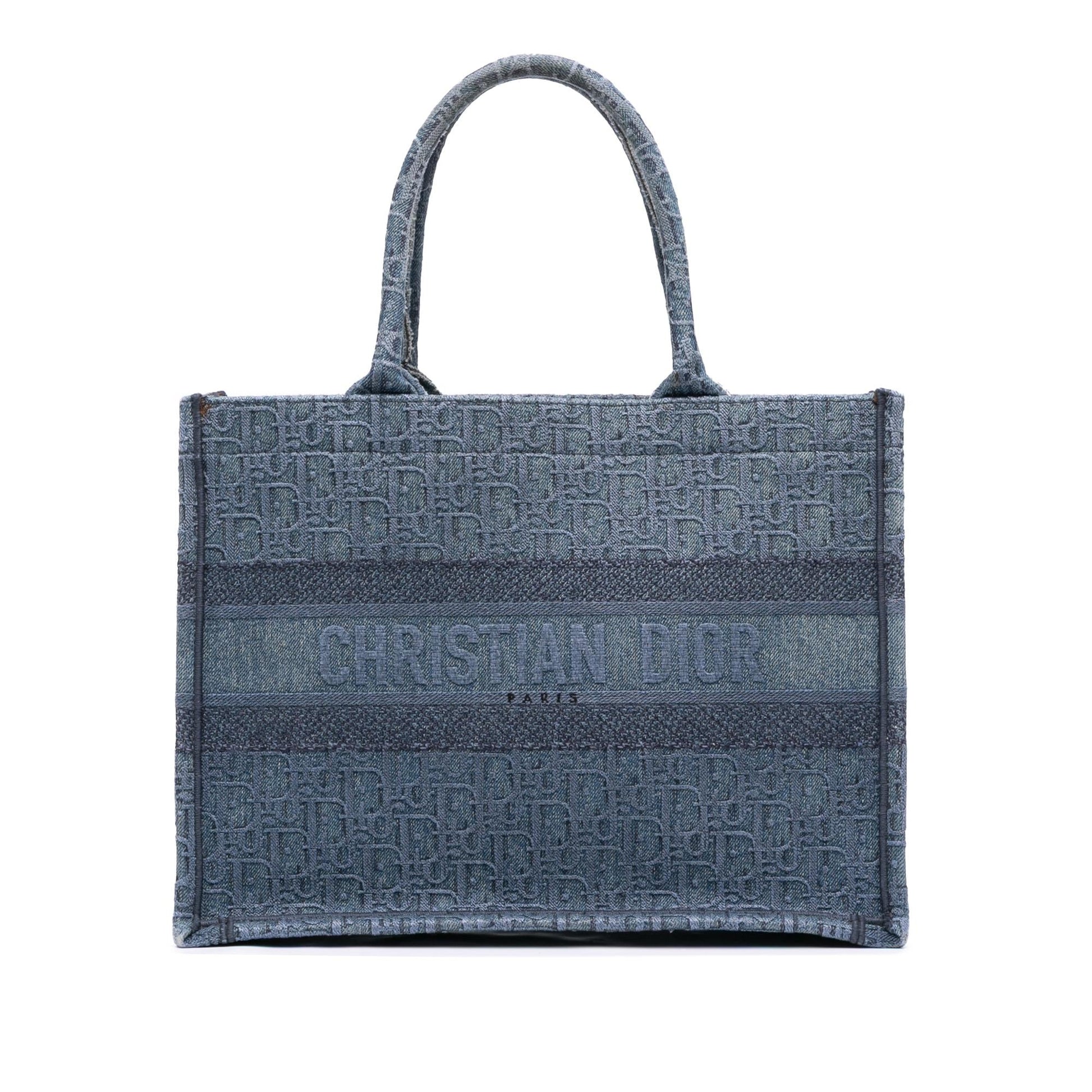 Dior Oblique Book Tote Denim Medium Tote Bag