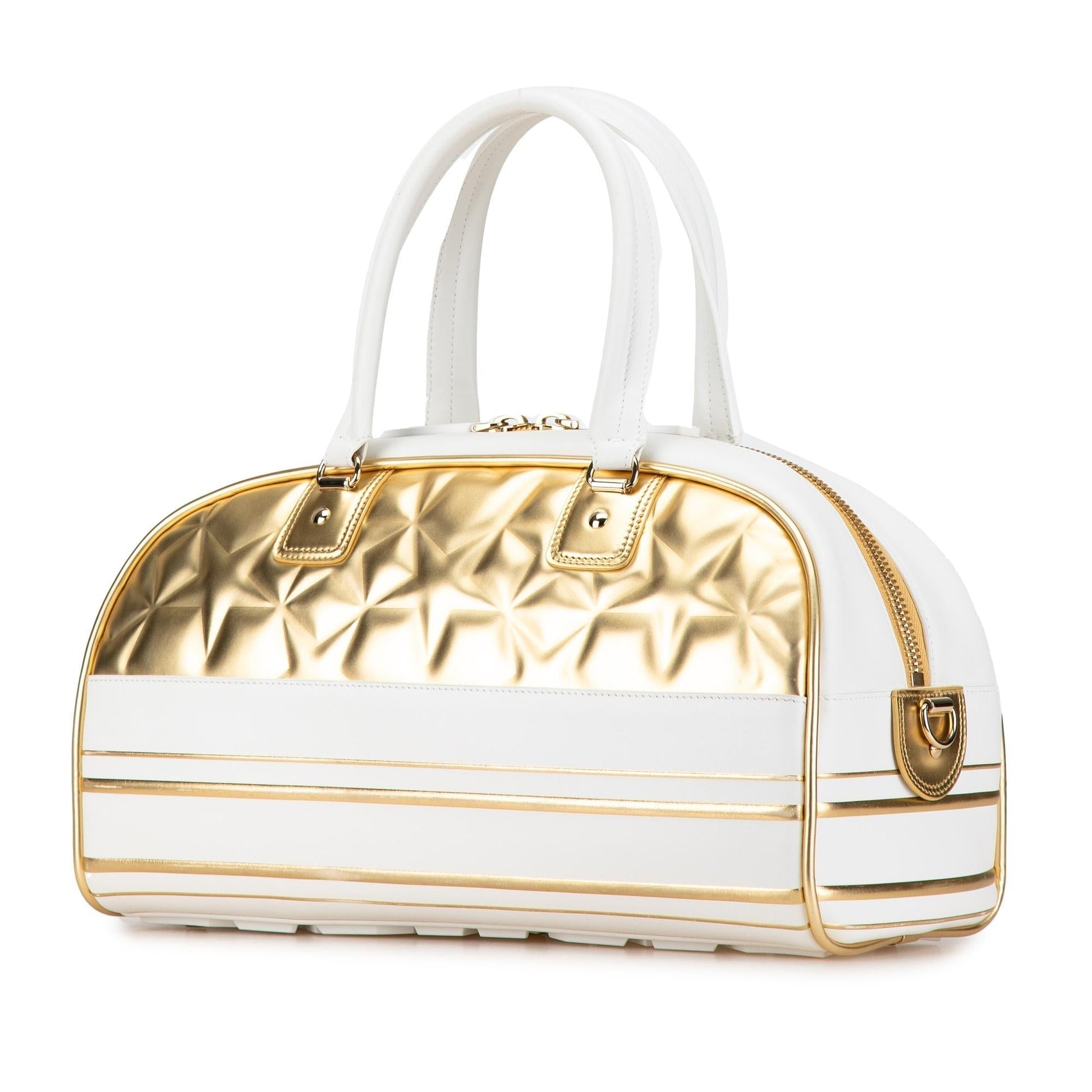 Dior Padded Etoile Vibe Bowling Bag Leather Medium Zip Satchel Bag