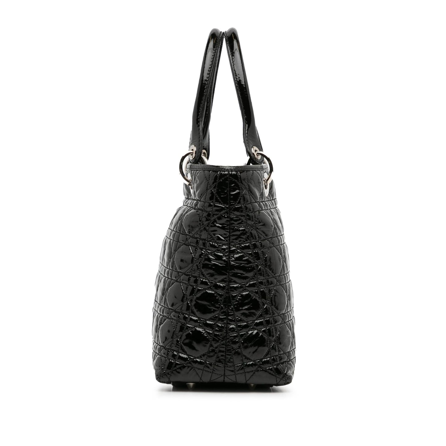 Dior Cannage Lady Soft Shopping Tote Shg L67Puf Patent Medium Tote Bag