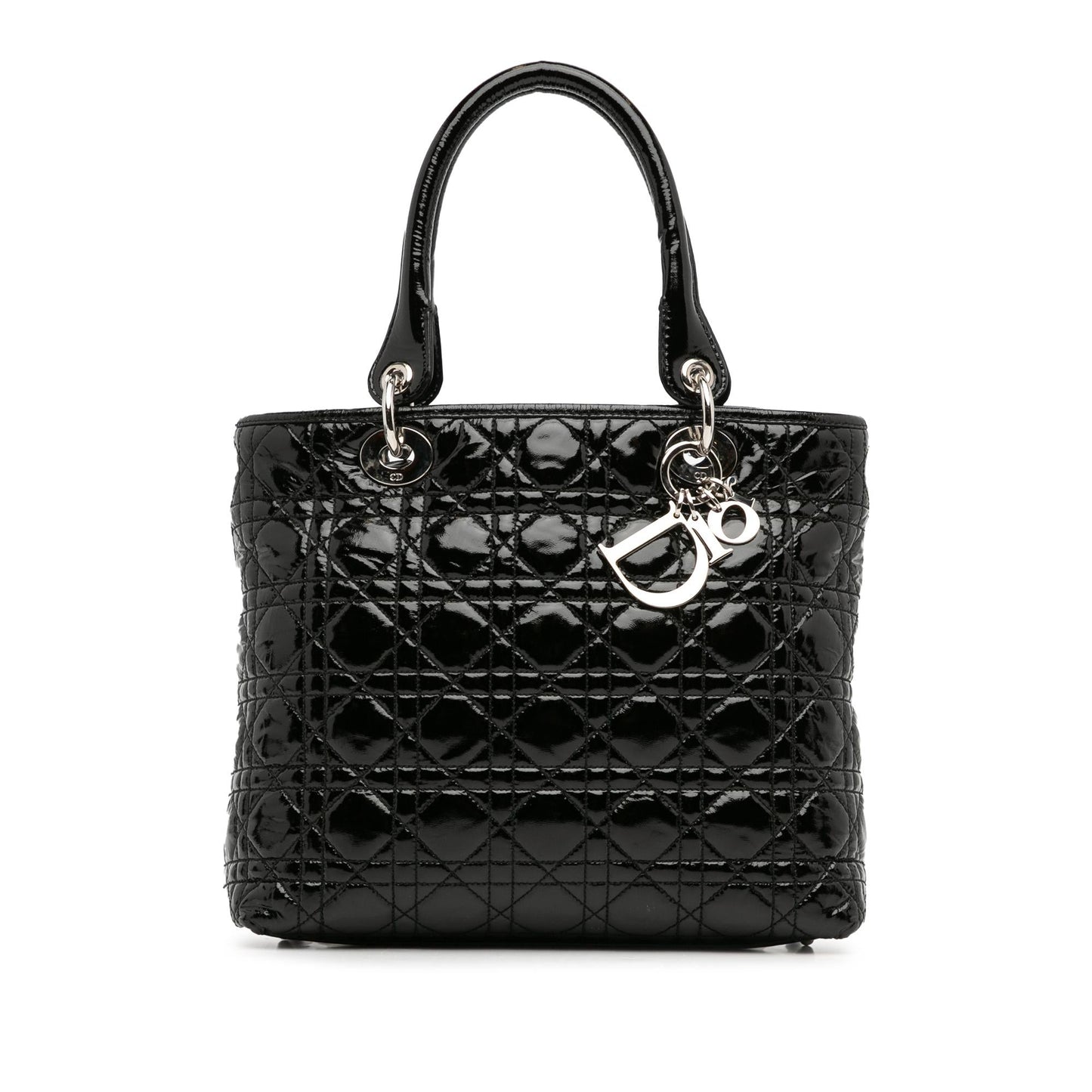 Dior Cannage Lady Soft Shopping Tote Shg L67Puf Patent Medium Tote Bag