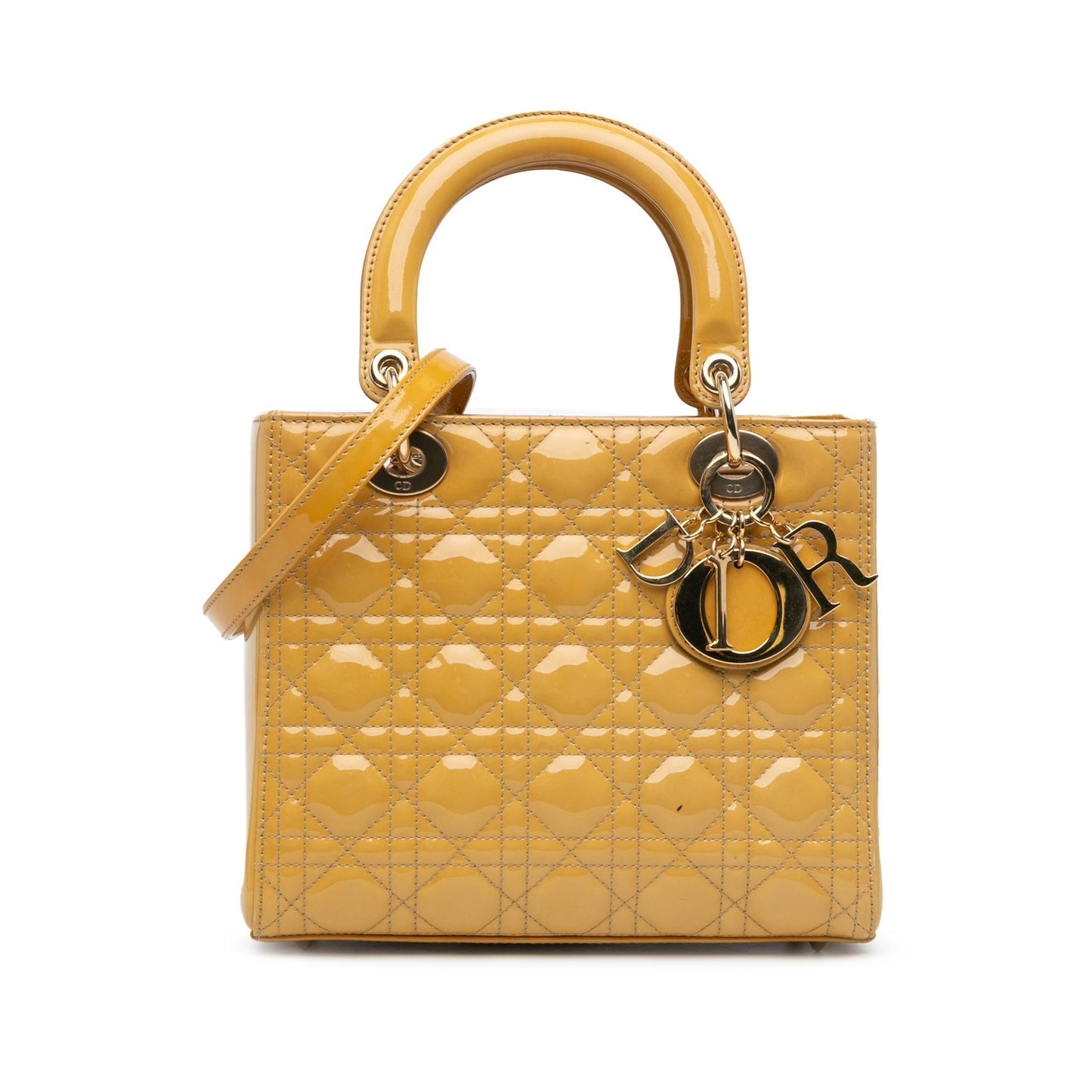 Dior Cannage Lady Satchel Bag Patent Medium Dior Shg Erhgnn