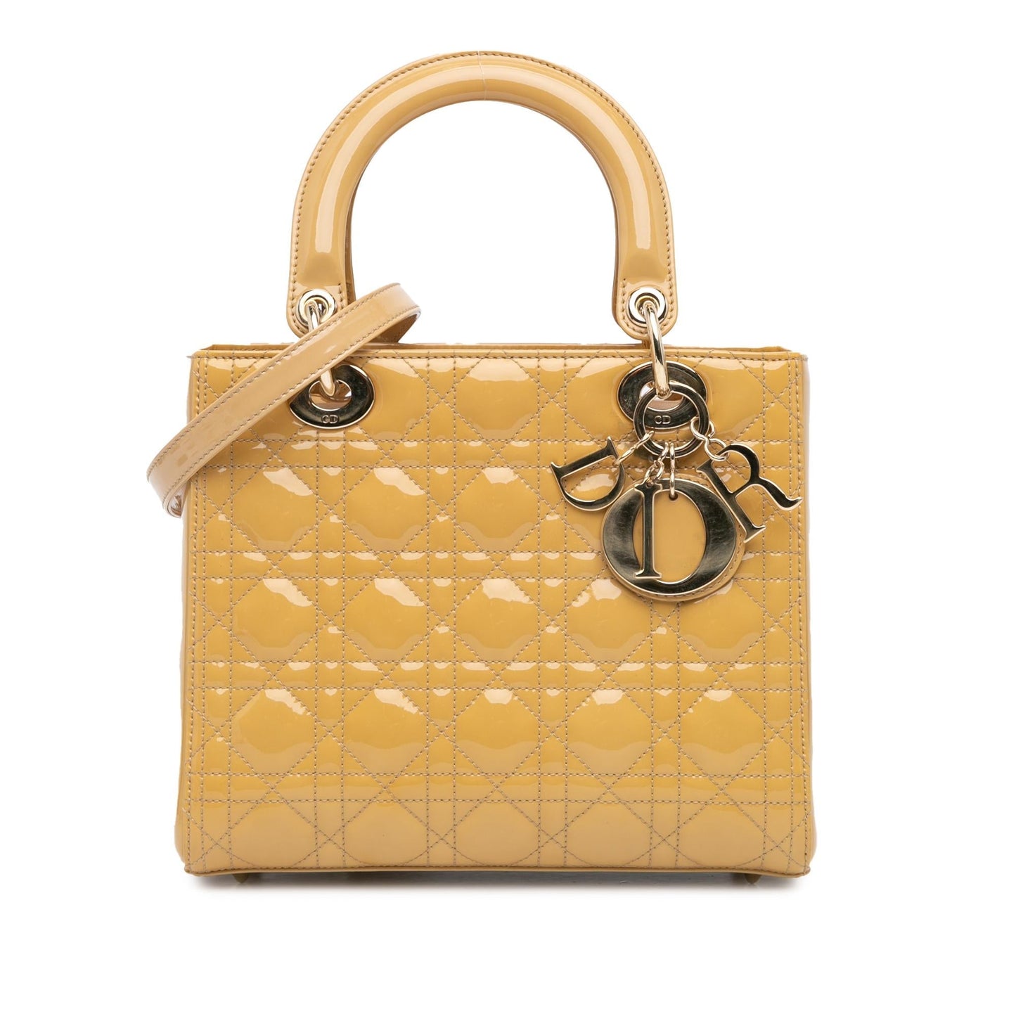 Dior Cannage Lady Satchel Bag Patent Medium Cannage Lady Dior