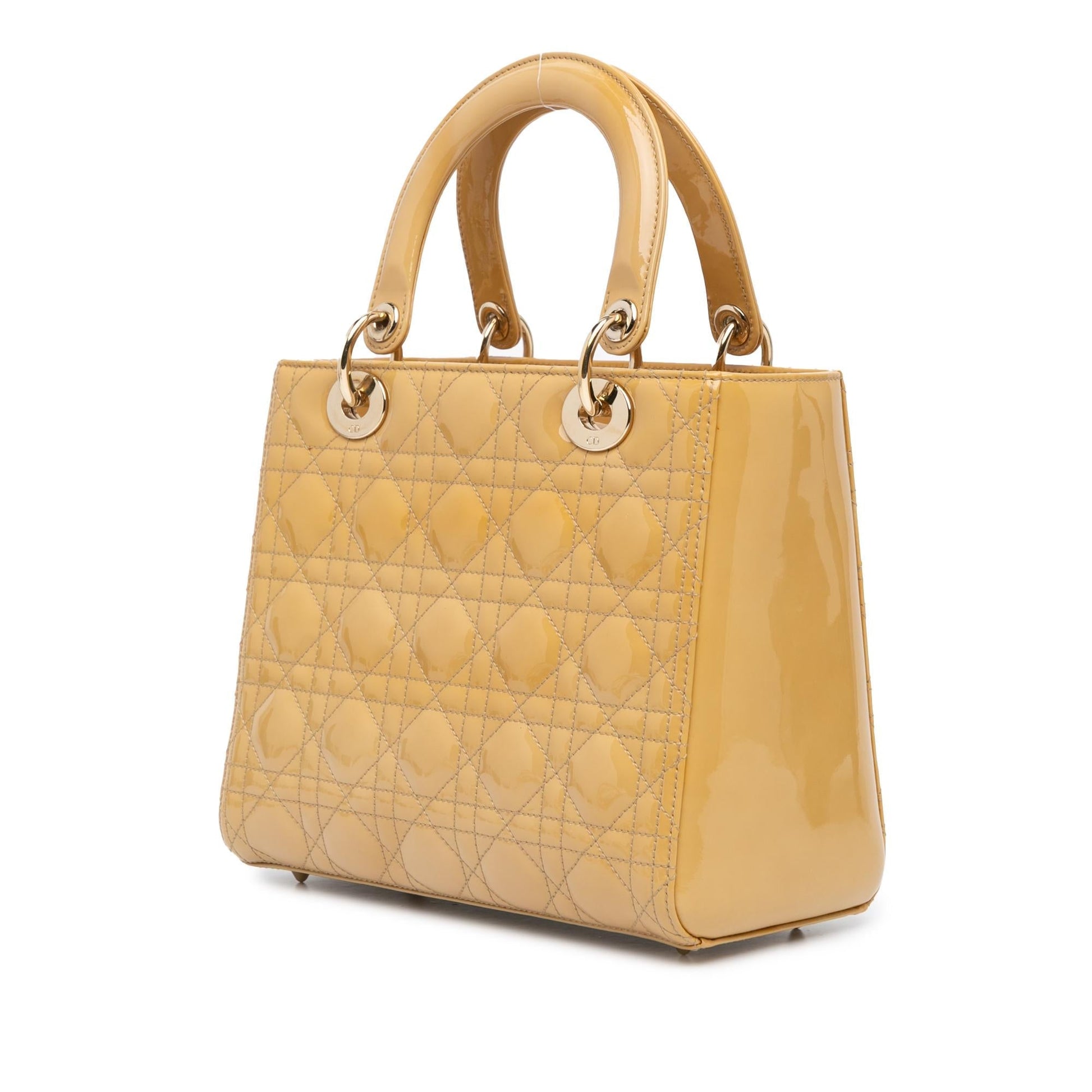Dior Cannage Lady Satchel Bag Patent Medium Cannage Lady Dior