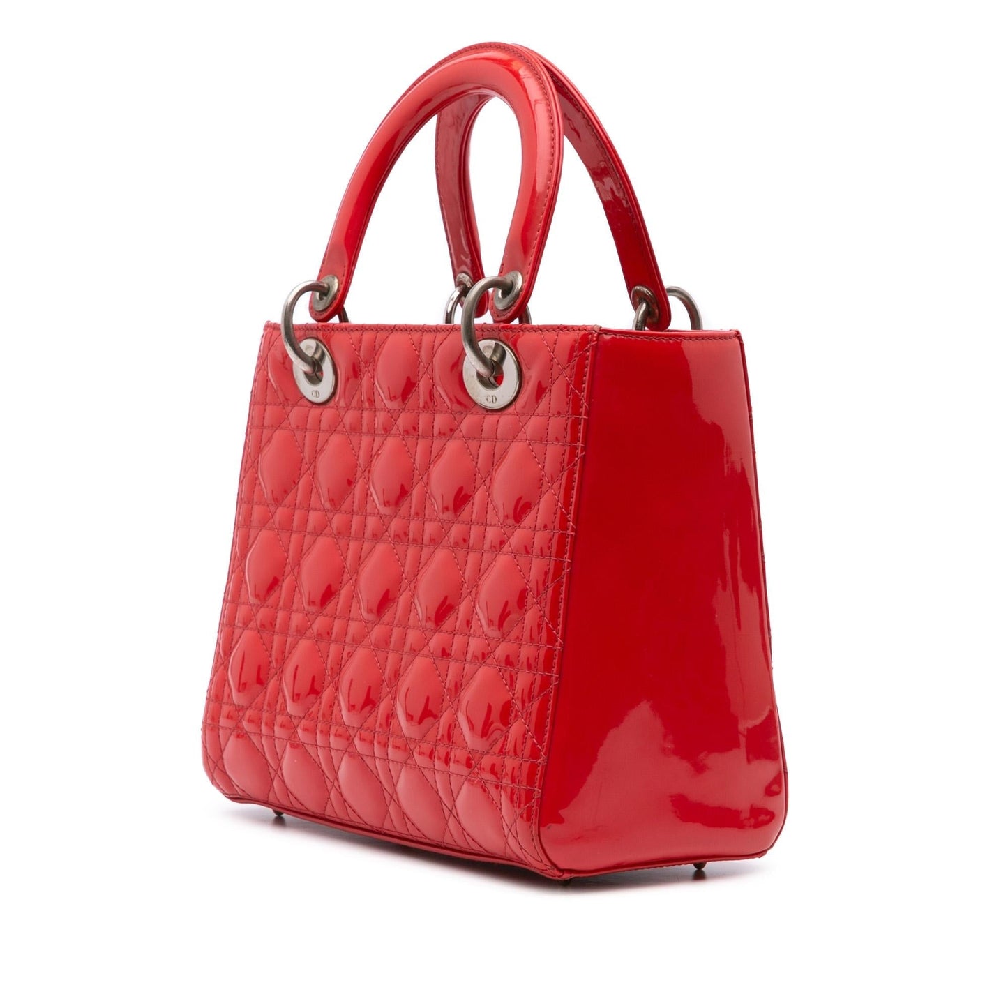 Dior Cannage Lady Satchel Bag Patent Medium Lady Dior 4