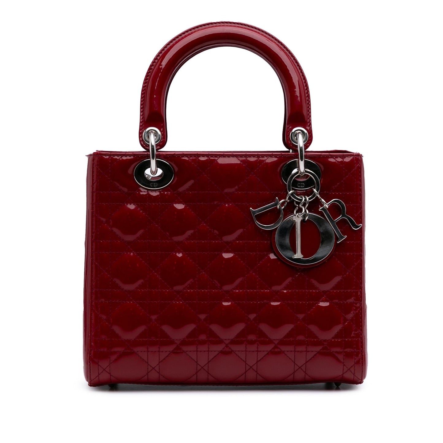 Dior Cannage Lady Satchel Bag Patent Medium Lady Dior 11