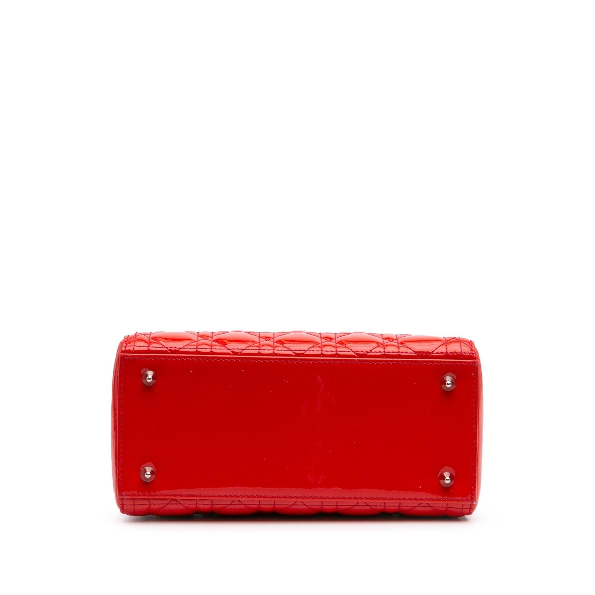 Dior Cannage Lady Satchel Bag Patent Medium Lady Dior 6