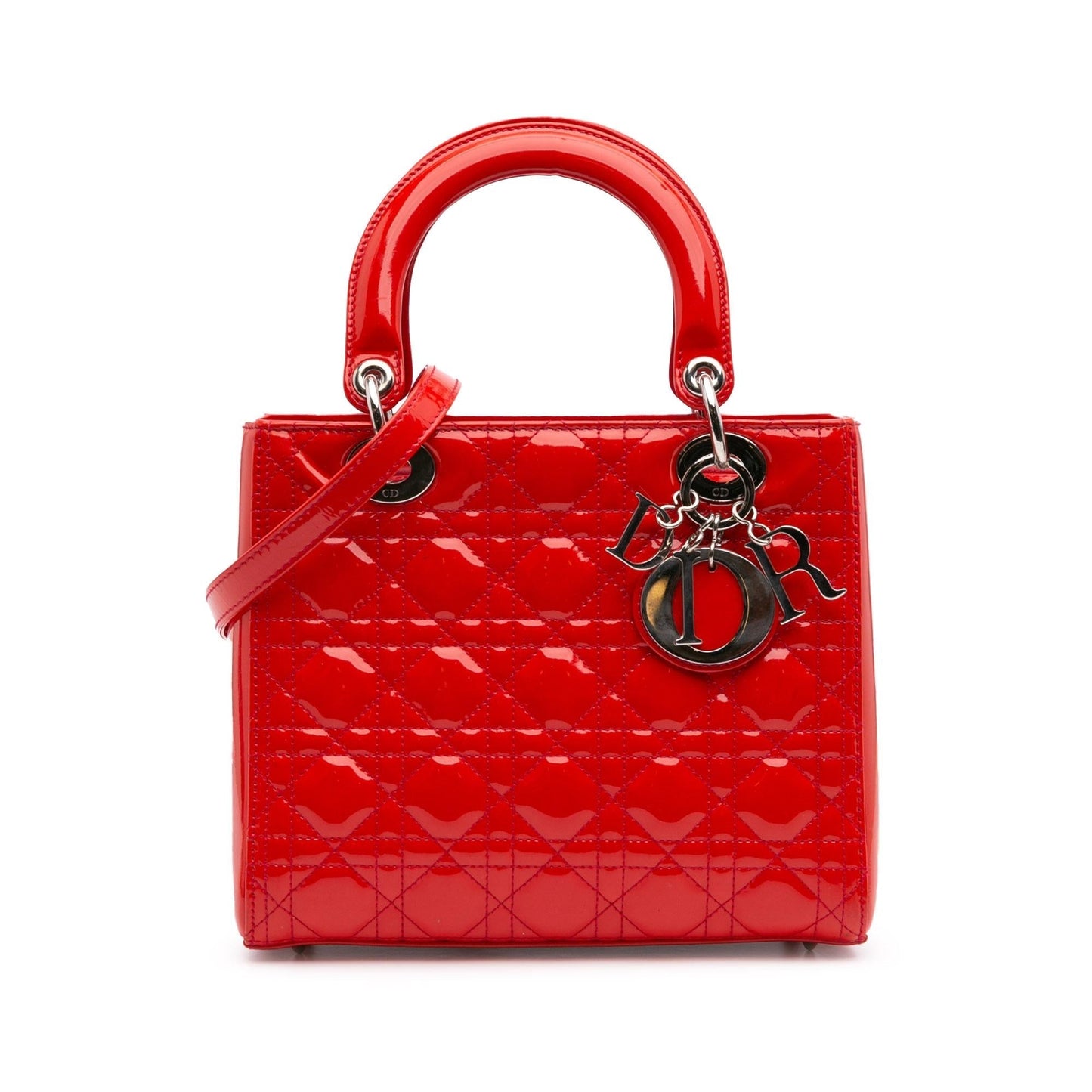Dior Cannage Lady Satchel Bag Patent Medium Lady Dior 6