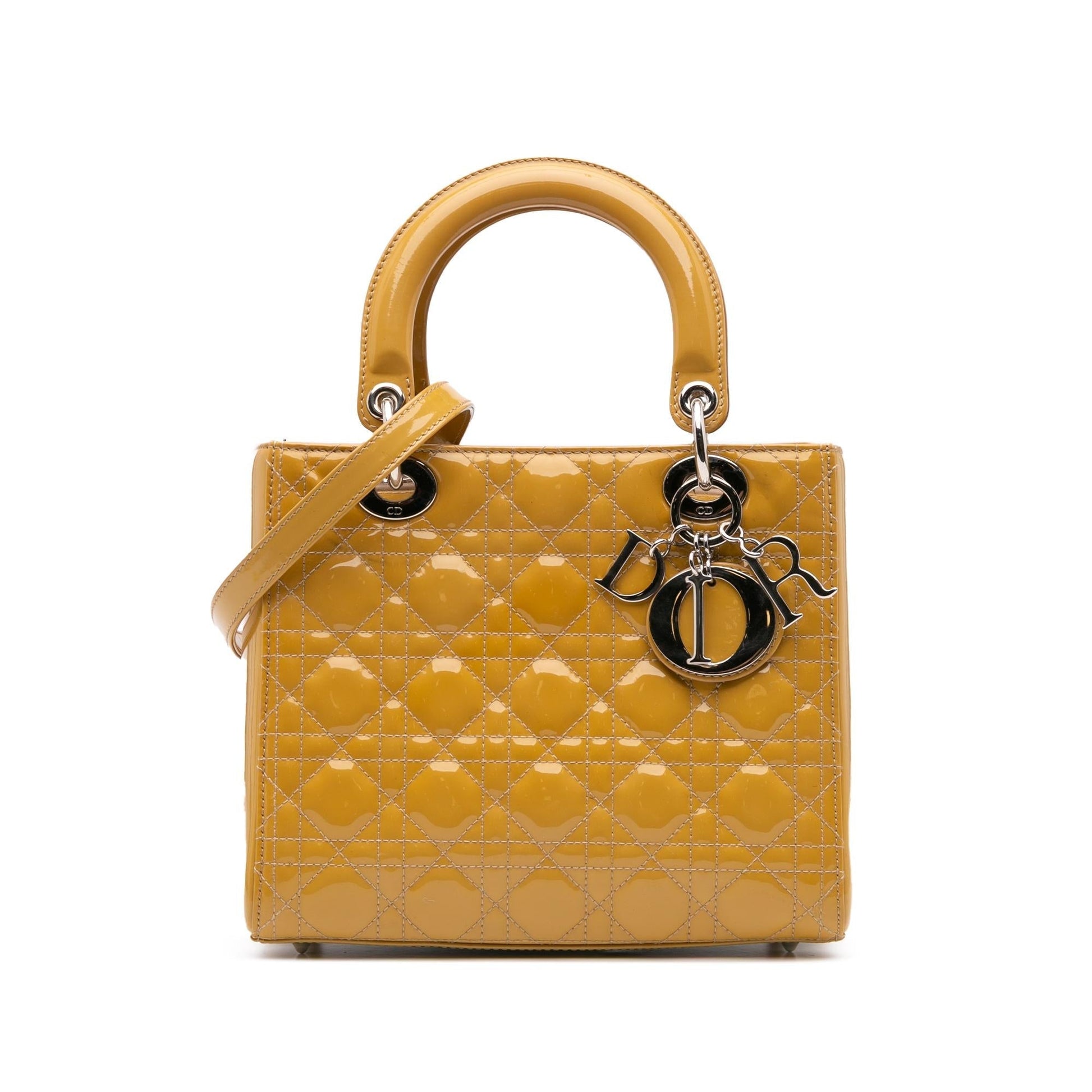 Dior Cannage Lady Satchel Bag Patent Medium Lady Dior 7