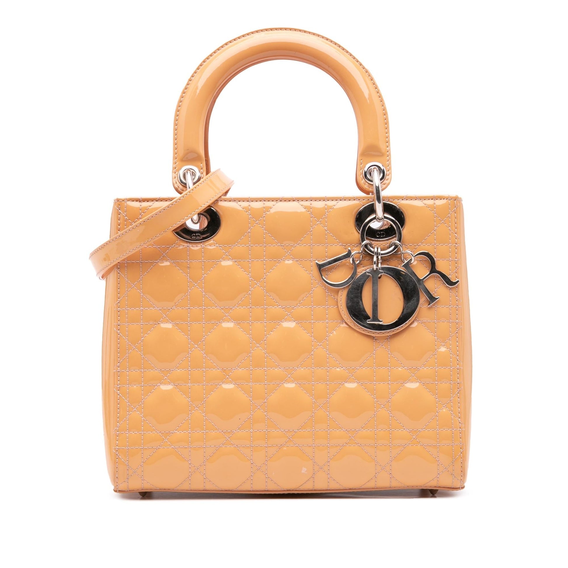 Dior Cannage Lady Satchel Bag Patent Medium Lady Dior 8