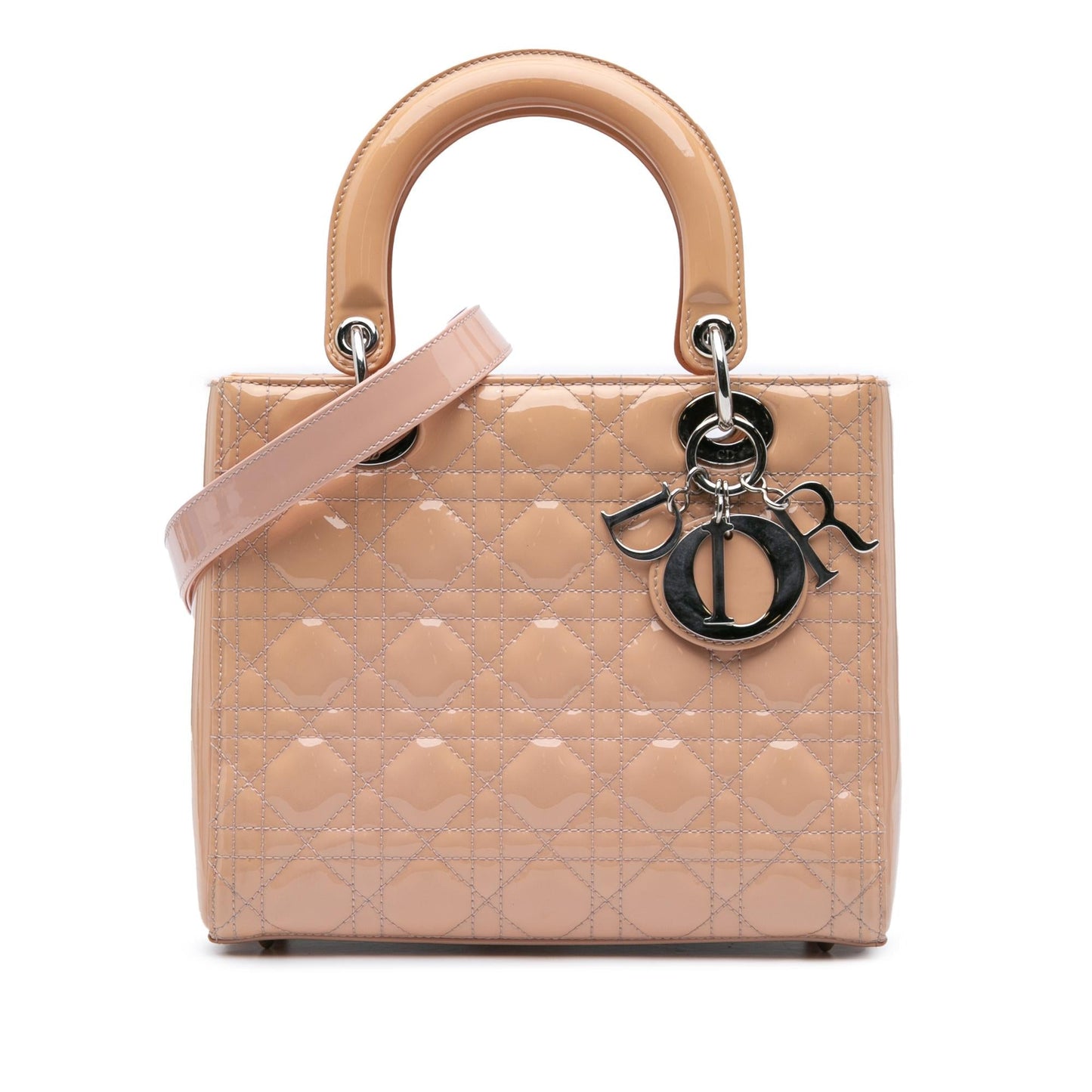 Dior Cannage Lady Satchel Bag Patent Medium Lady Dior 9