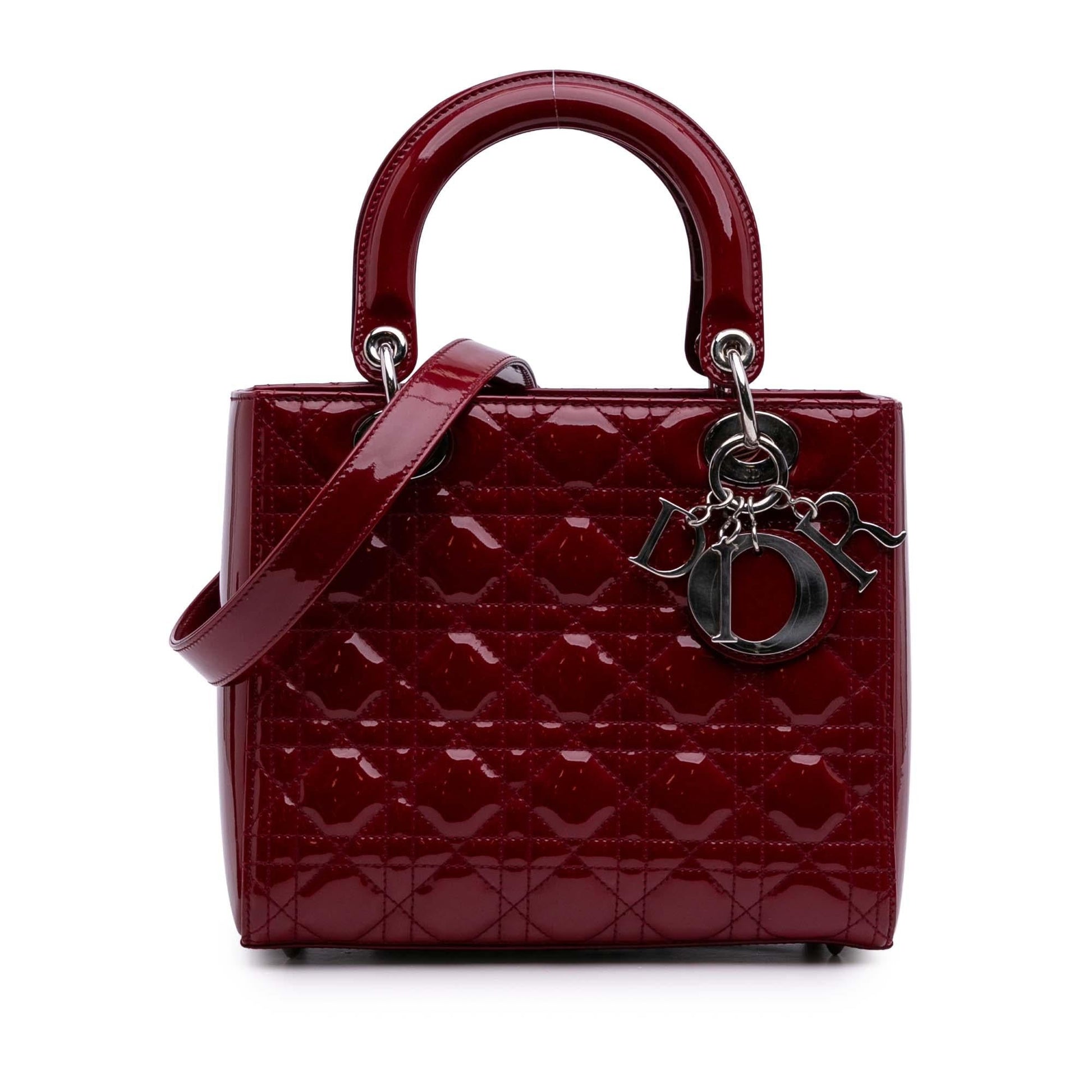 Dior Cannage Lady Satchel Bag Patent Medium Lady Dior 18