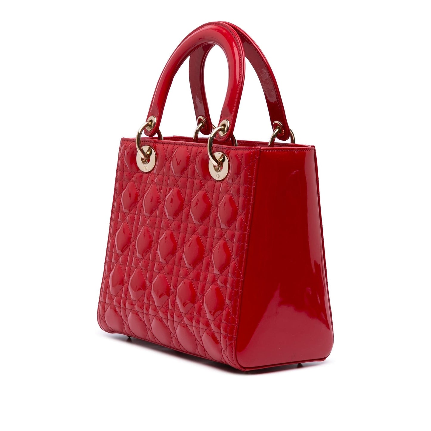 Dior Cannage Lady Satchel Bag Patent Medium Lady Dior 19