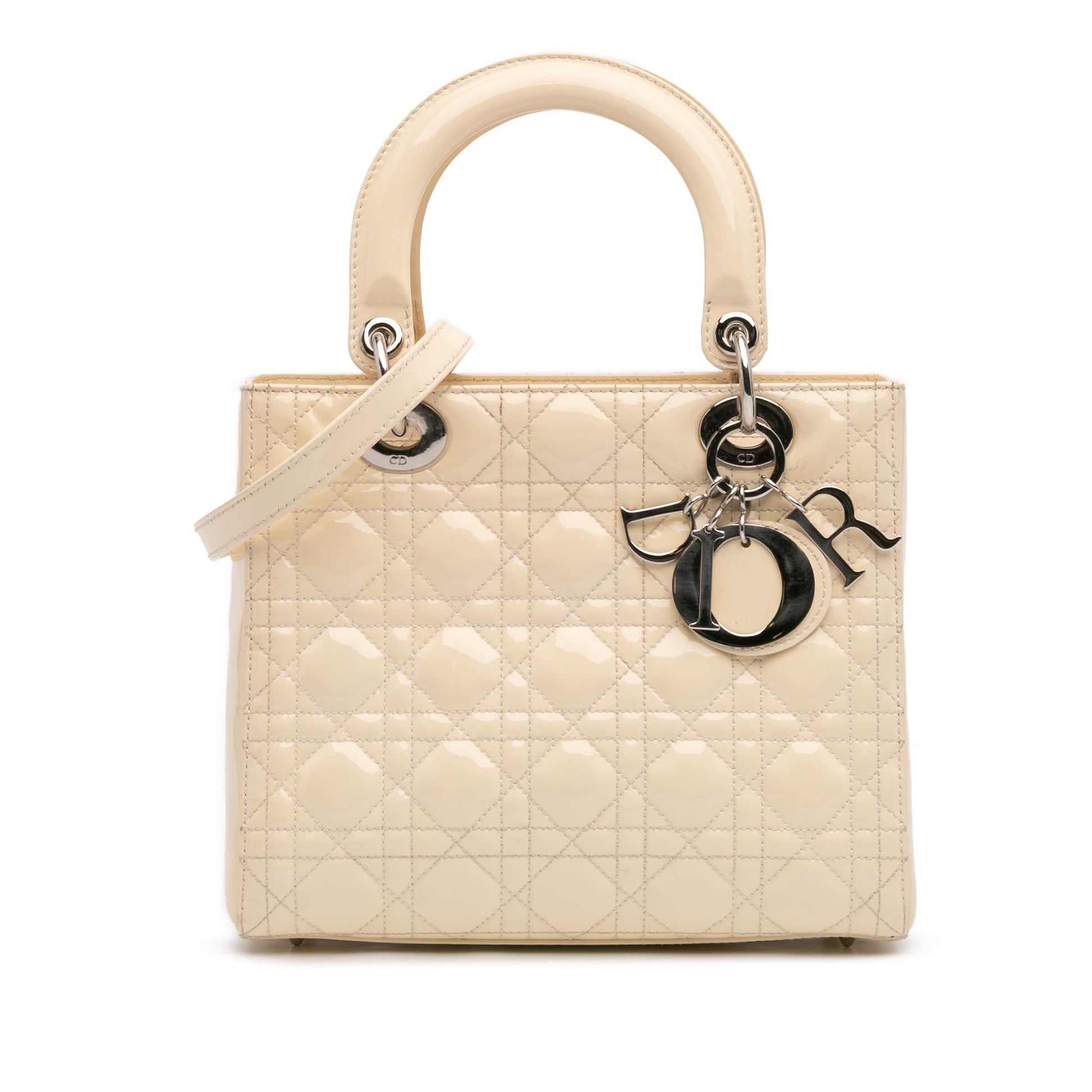 Dior Cannage Lady Satchel Bag Patent Medium Lady Dior 26