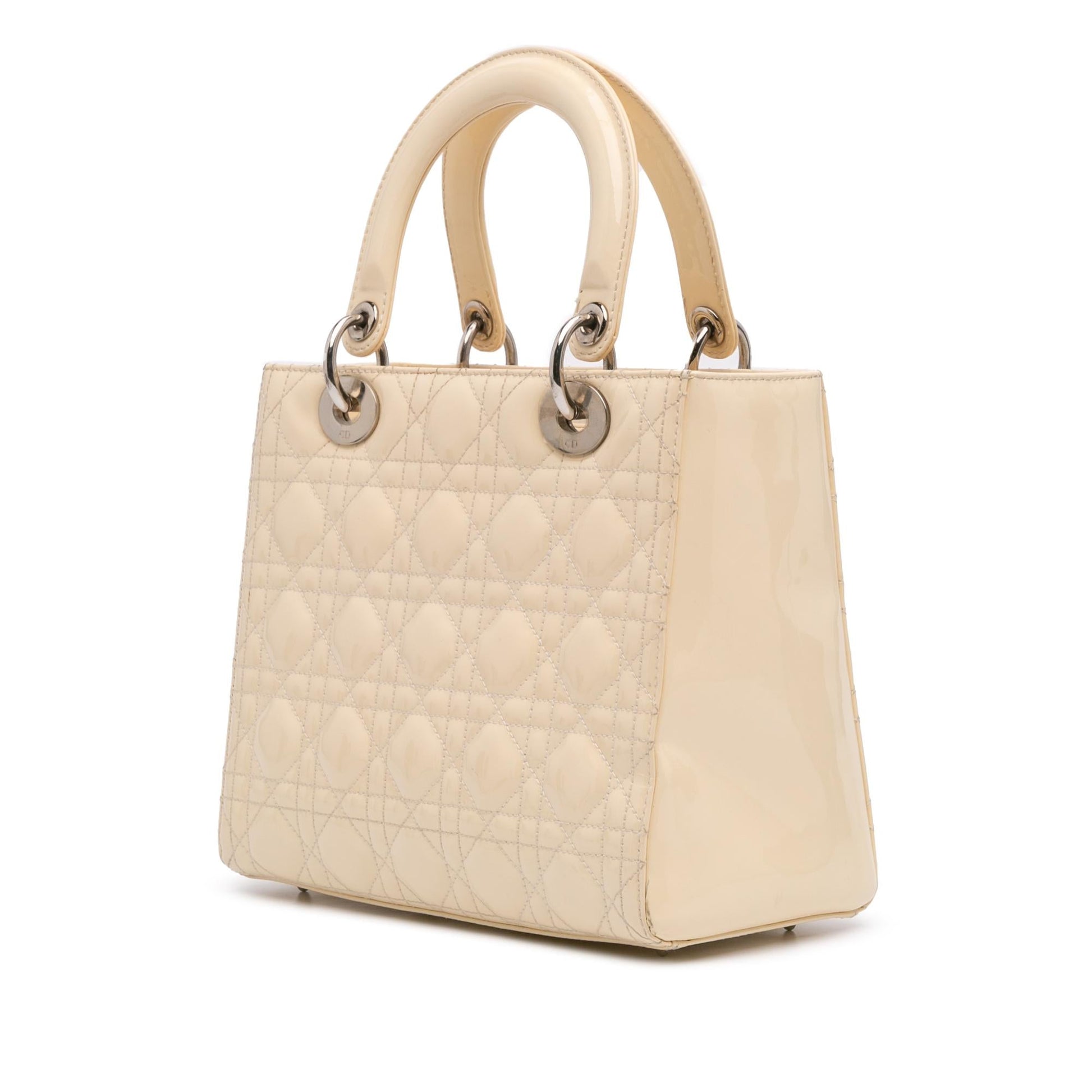 Dior Cannage Lady Satchel Bag Patent Medium Lady Dior 26
