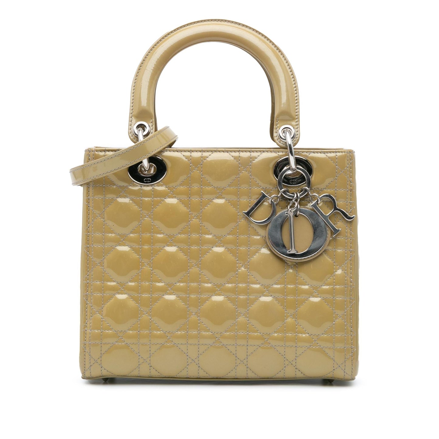 Dior Cannage Lady Satchel Bag Patent Medium Lady Dior 27