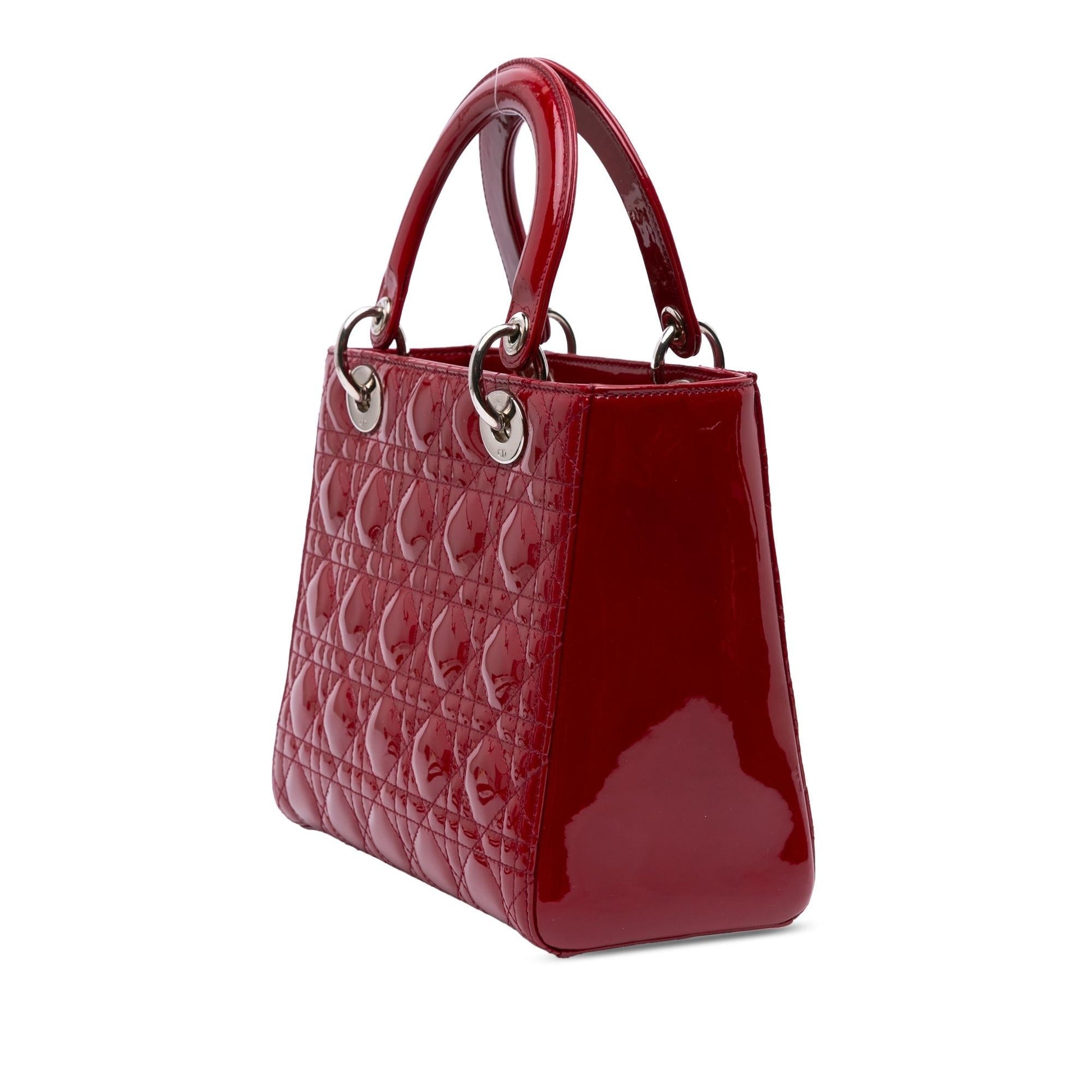 Dior Cannage Lady Satchel Bag Patent Medium Lady Dior 24