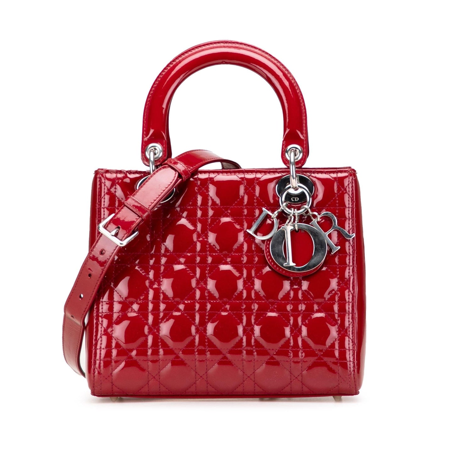 Dior Cannage Lady Satchel Bag Patent Medium Lady Dior 25