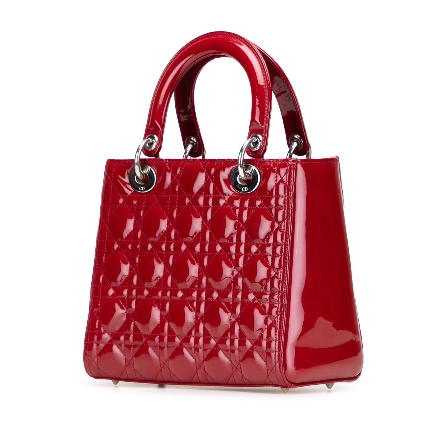 Dior Cannage Lady Satchel Bag Patent Medium Lady Dior 25